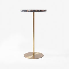 Basic Brass Coated Metal Leg & Black Terrazzo Surface Side Table (Small)