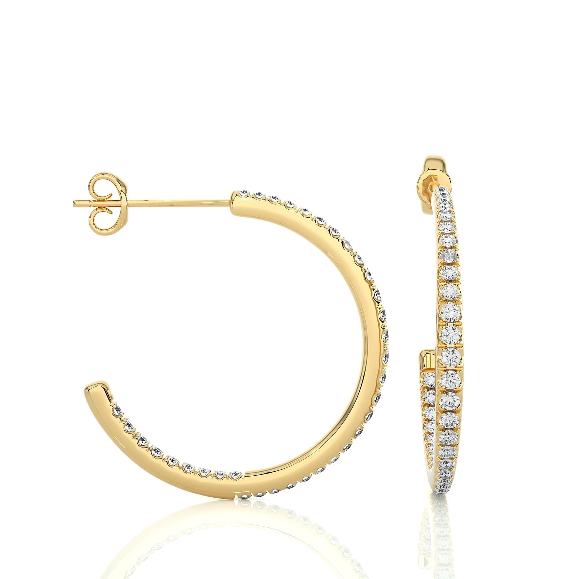 Modern Basic Moissanite C-Hoop Earrings for Mom in Yellow Gold Plated Sterling Silver For Sale