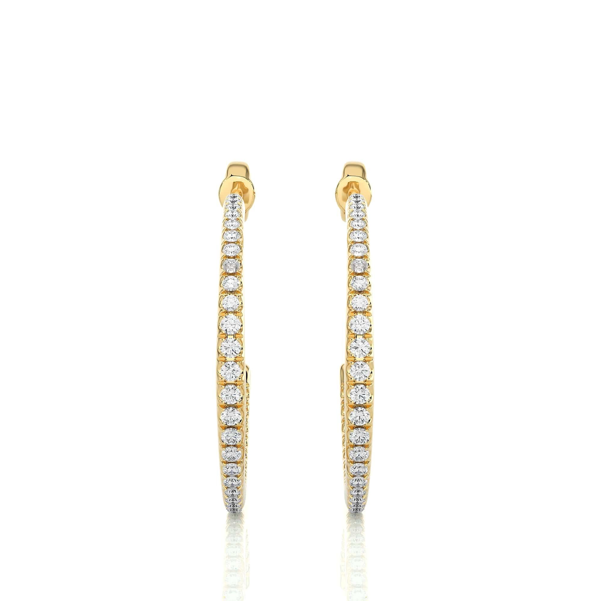 Round Cut Basic Moissanite C-Hoop Earrings for Mom in Yellow Gold Plated Sterling Silver For Sale