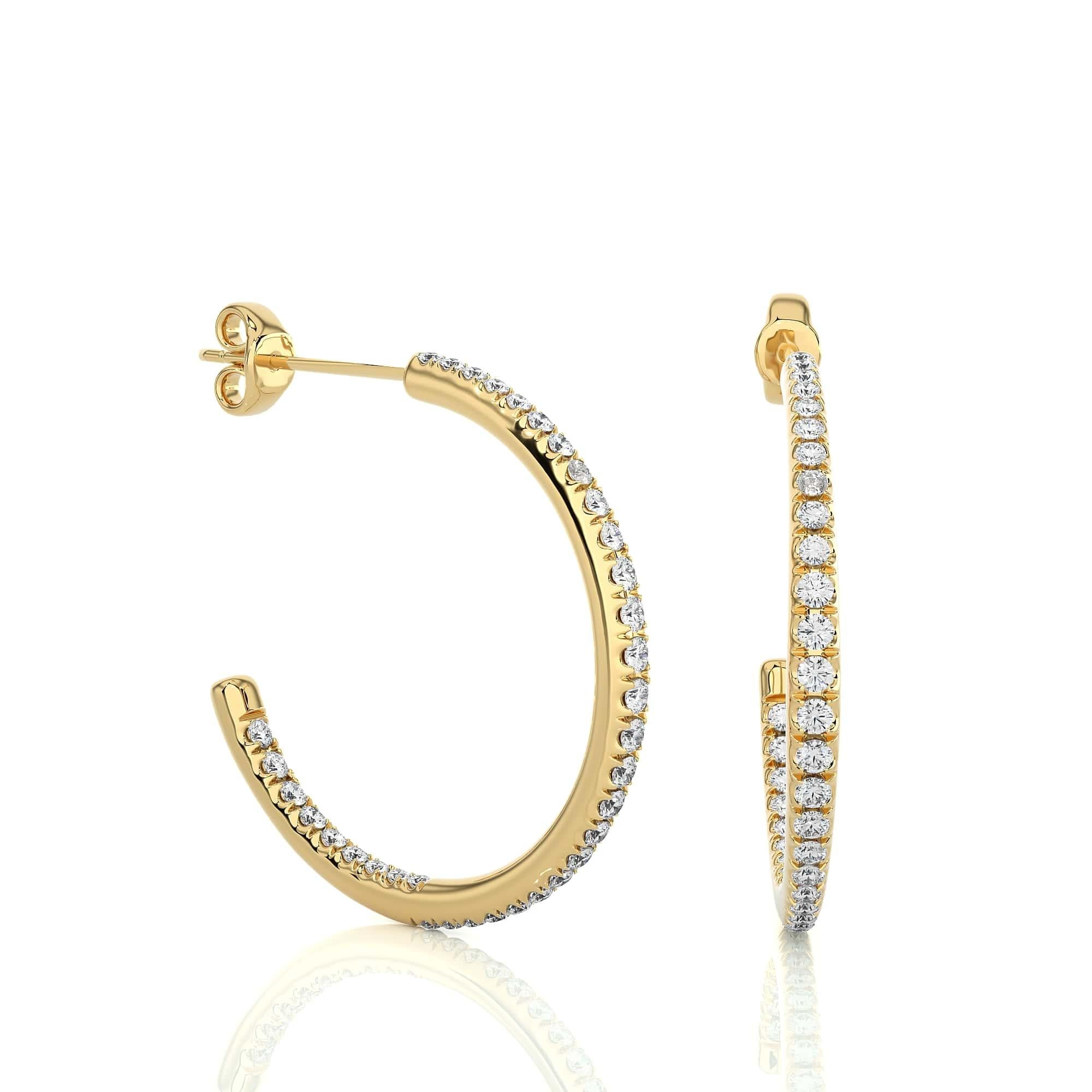 Basic Moissanite C-Hoop Earrings for Mom in Yellow Gold Plated Sterling Silver In New Condition For Sale In New York, NY