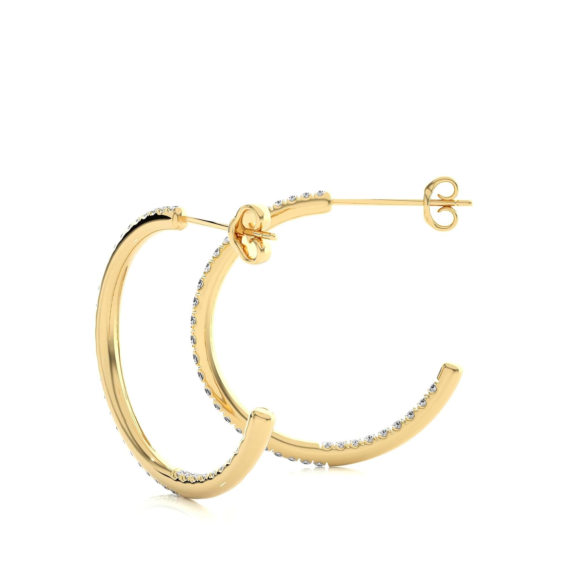 Women's Basic Moissanite C-Hoop Earrings for Mom in Yellow Gold Plated Sterling Silver For Sale
