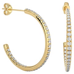 Basic Moissanite C-Hoop Earrings Gift in Yellow Gold Plated Sterling Silver