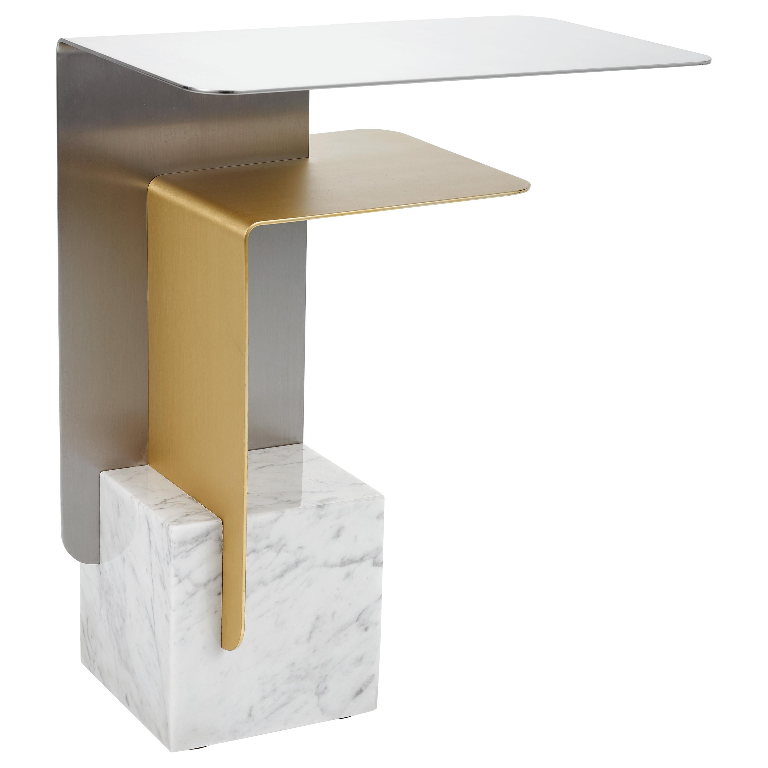 Riluc, Basic Side Table, Steel, Brass and Marble designed in 2016 by Toni Grilo For Sale
