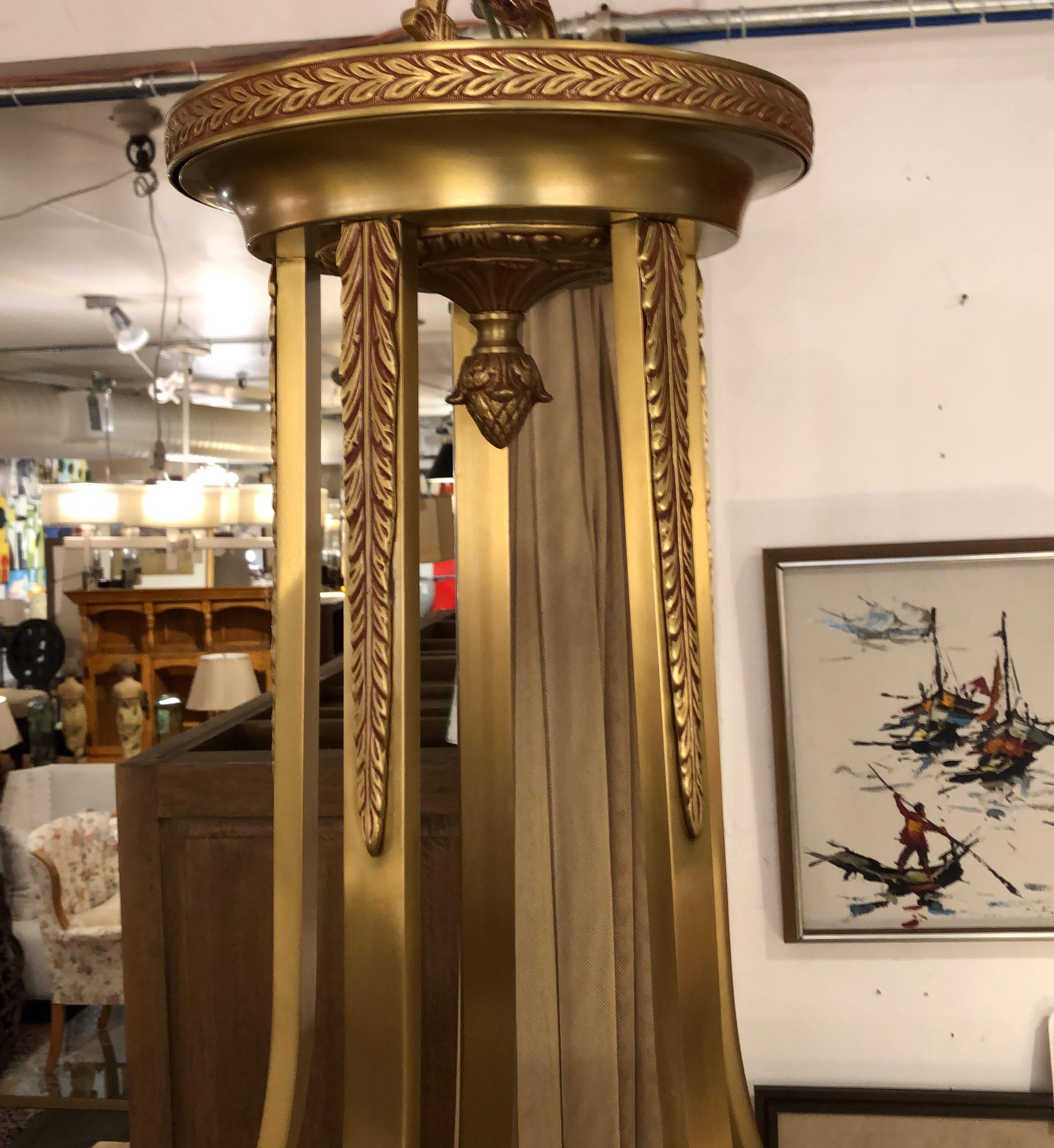 Basic Source Cast Brass + Glass Alabaster Style Chandelier For Sale 4