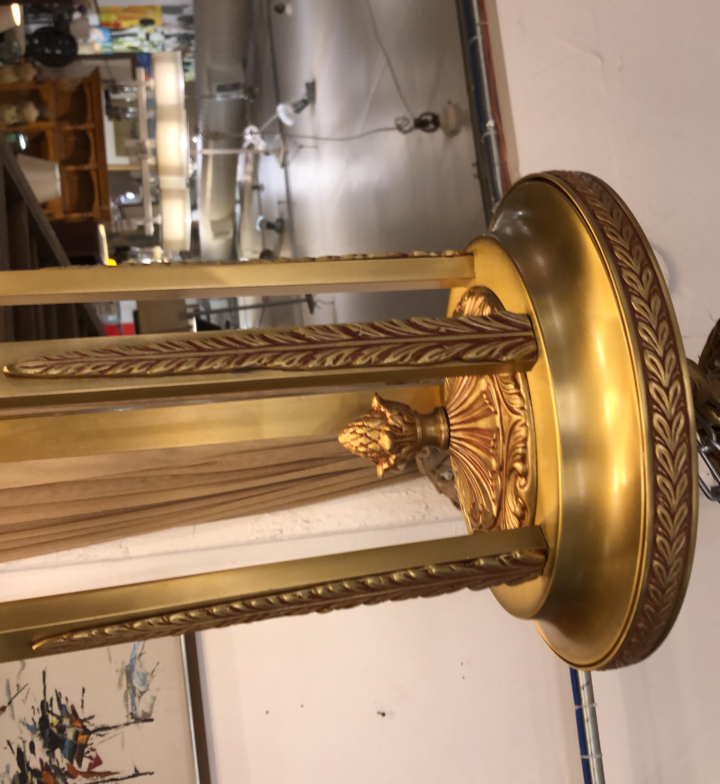Basic Source Cast Brass + Glass Alabaster Style Chandelier For Sale 6