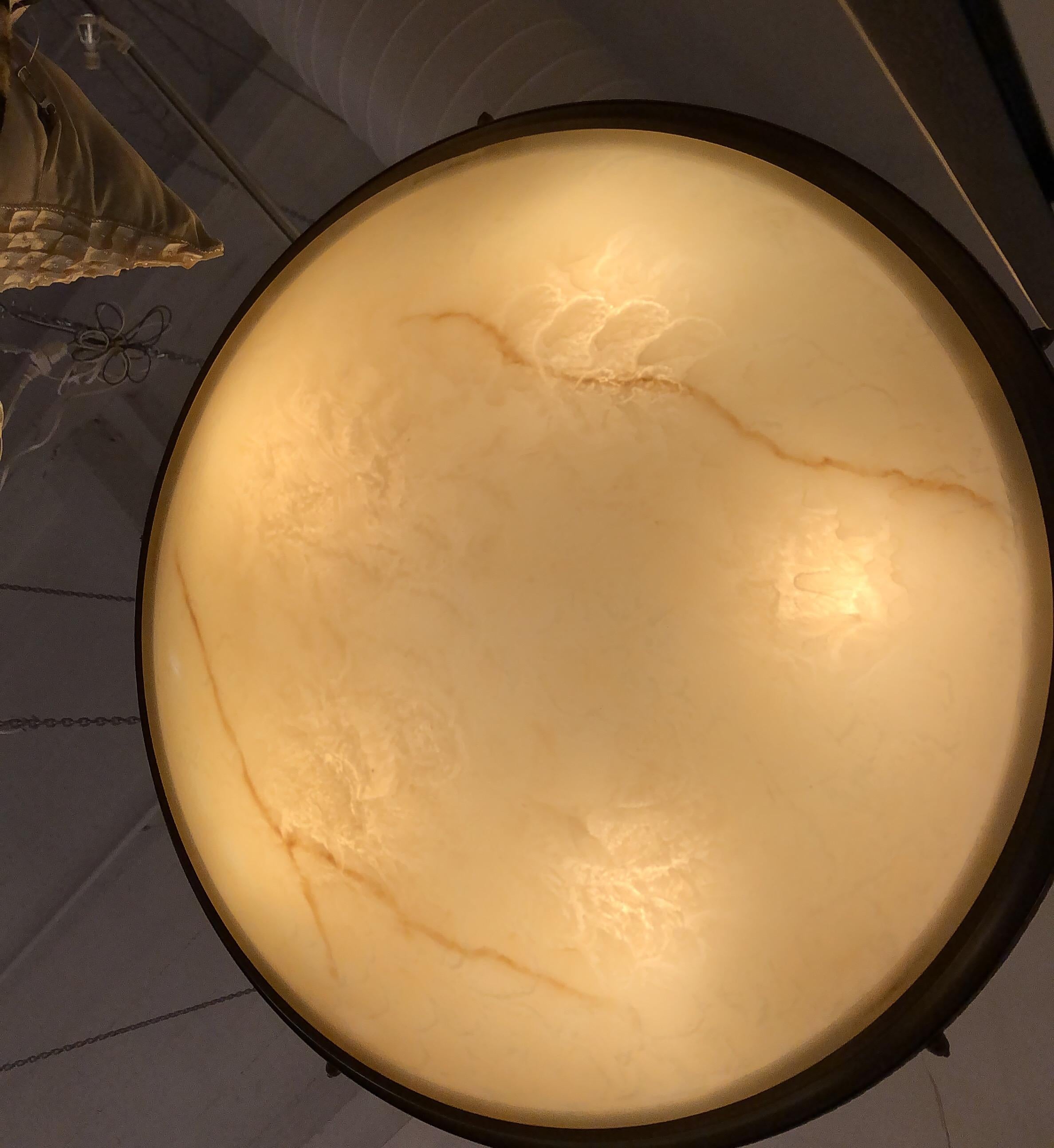 Basic Source Cast Brass + Glass Alabaster Style Chandelier For Sale 11