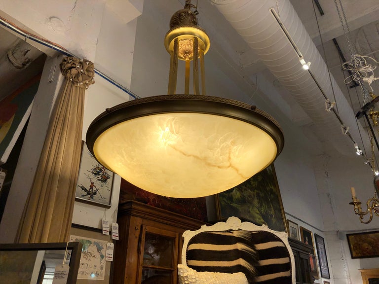Basic Source Light Basic Source Cast Brass + Glass Alabaster Style Chandelier For Sale at ...