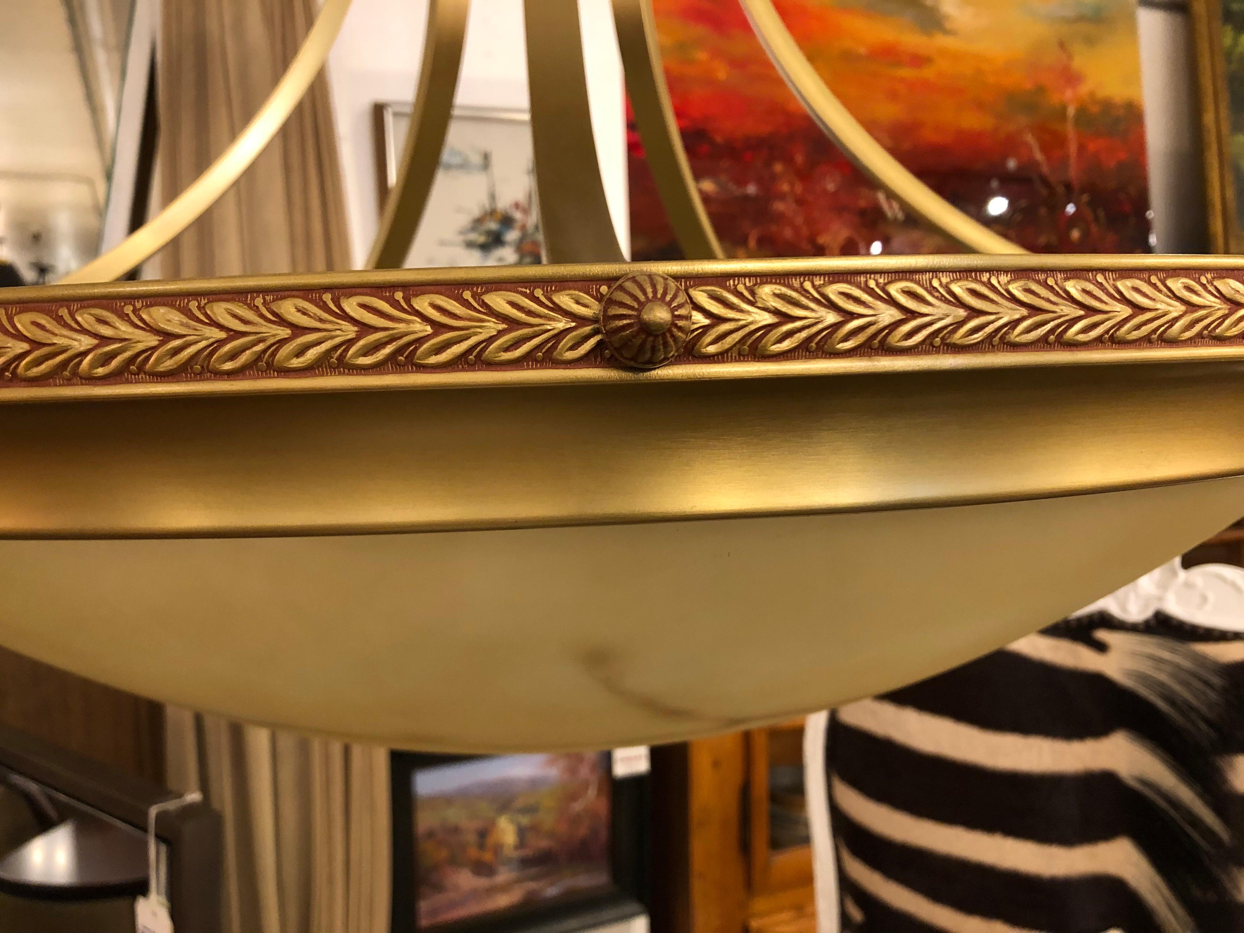 Basic Source Cast Brass + Glass Alabaster Style Chandelier For Sale 1