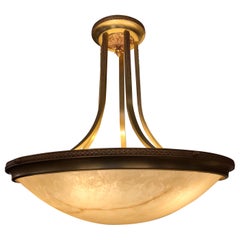 Basic Source Cast Brass + Glass Alabaster Style Chandelier