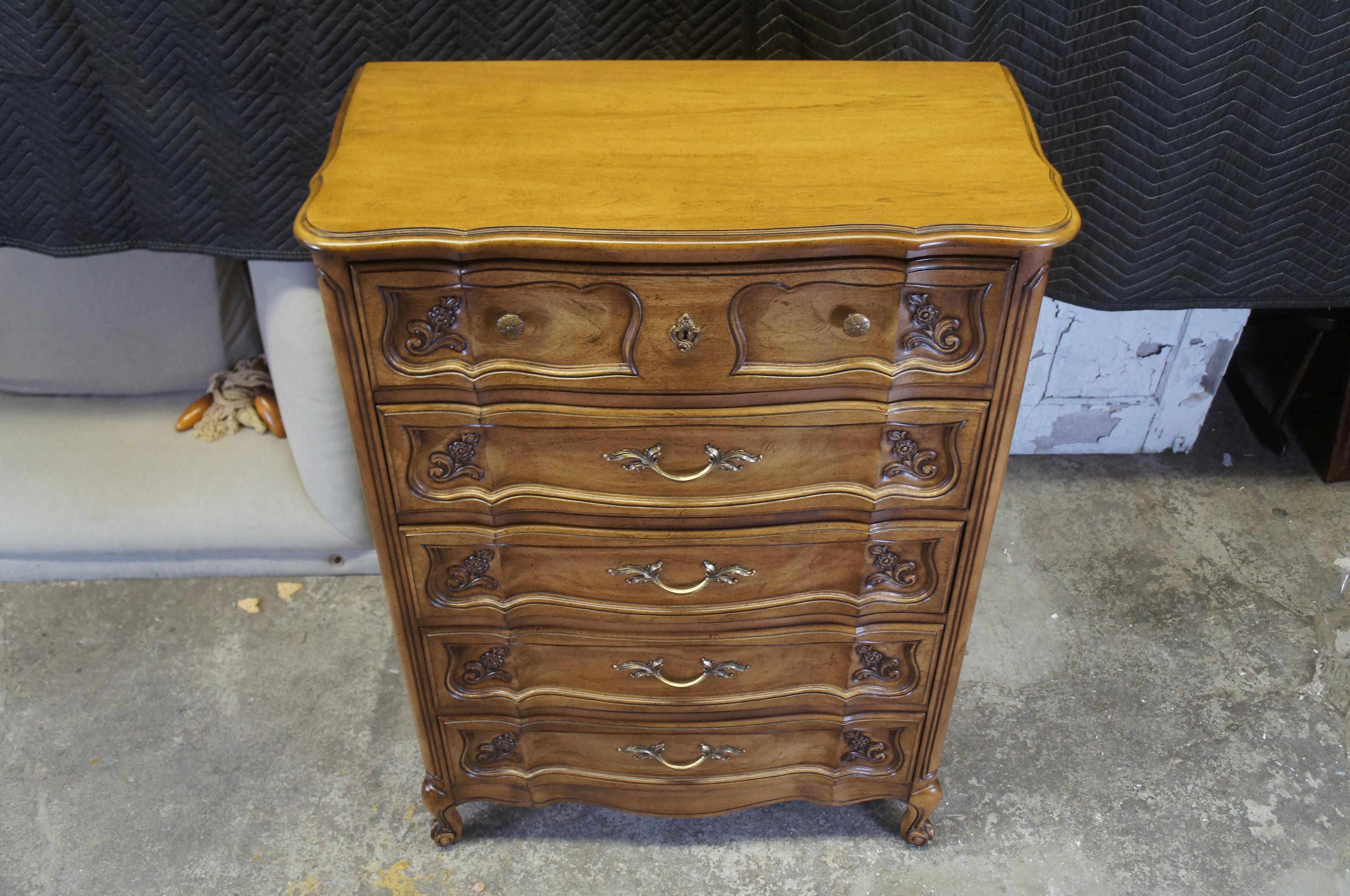 Mid-20th Century Basic Witz French Provincial Serpentine Fruitwood Chest of Drawers Dresser