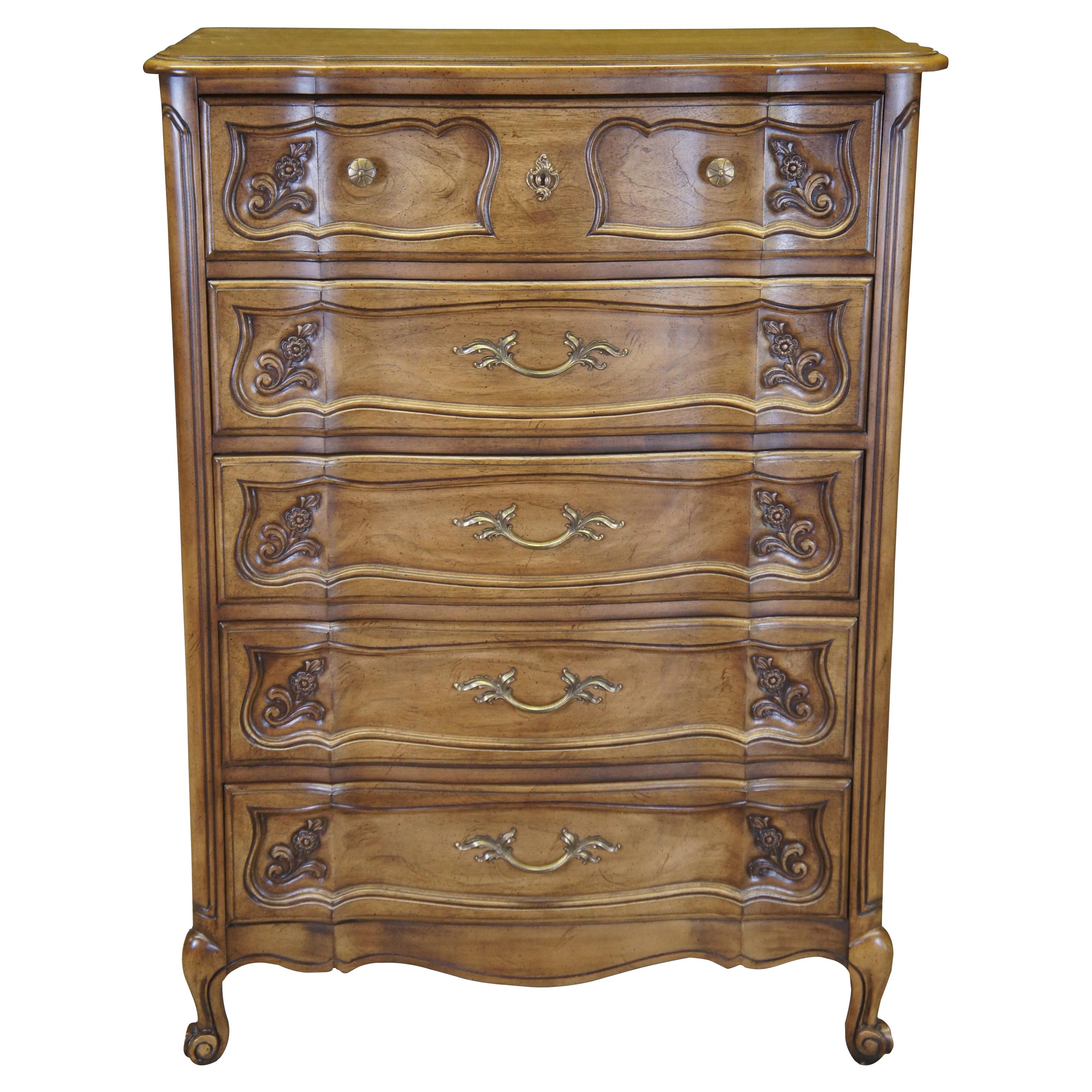 Basic Witz French Provincial Serpentine Fruitwood Chest of Drawers Dresser