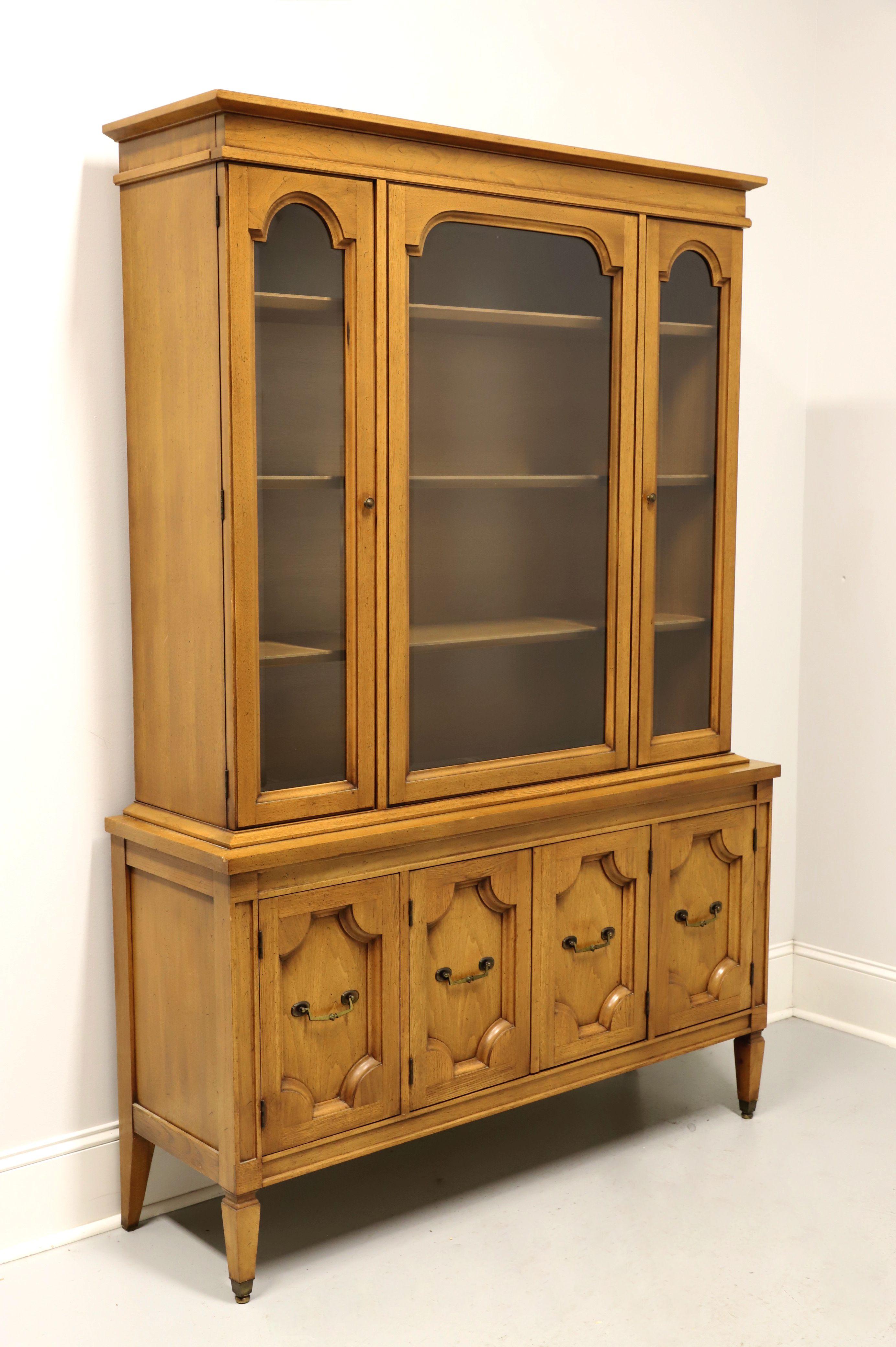 BASIC WITZ Mid 20th Century Pecan Mediterranean Style China Cabinet For Sale 6
