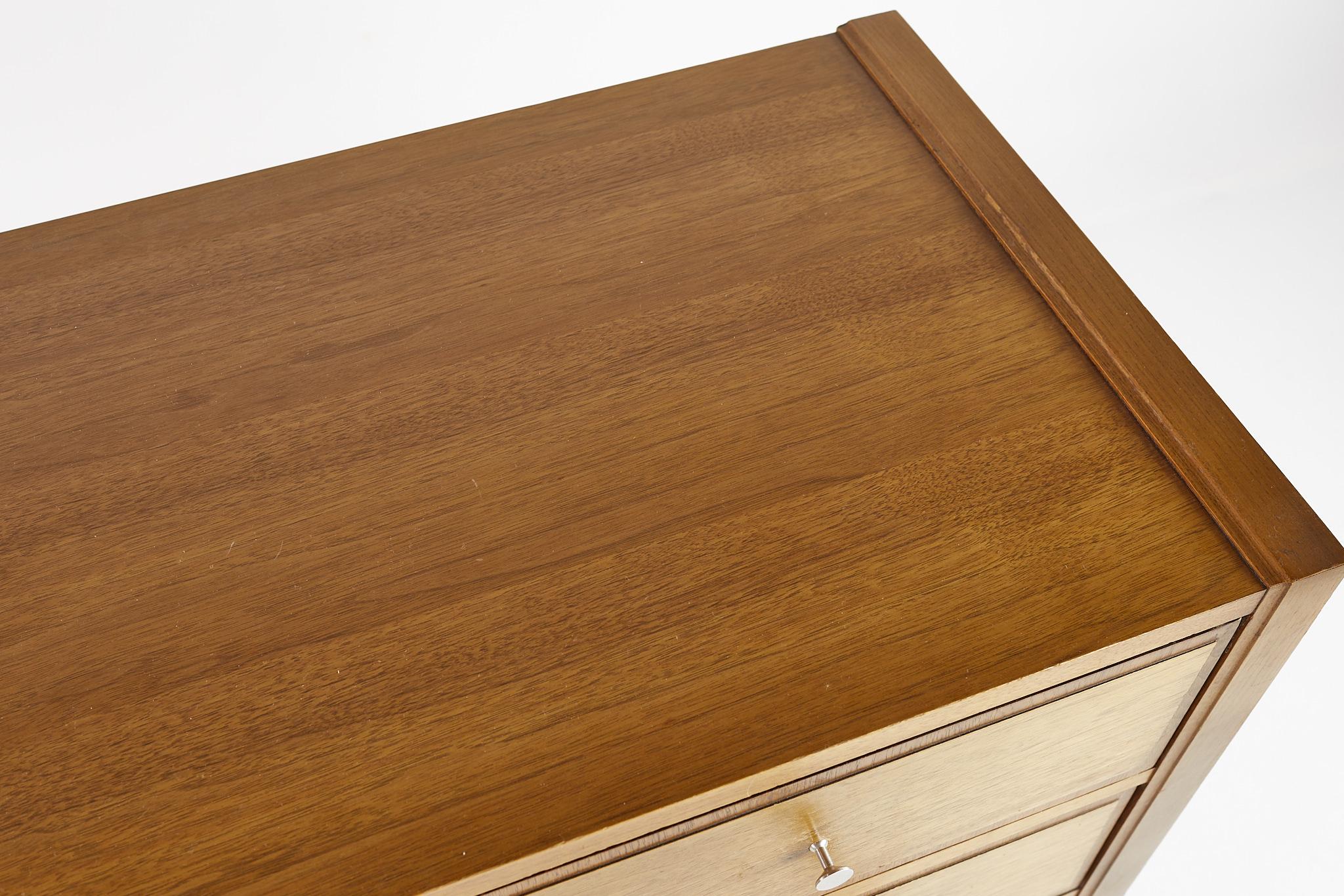 Mid-Century Modern Basic Witz Mid Century Walnut 5 Drawer Highboy Dresser