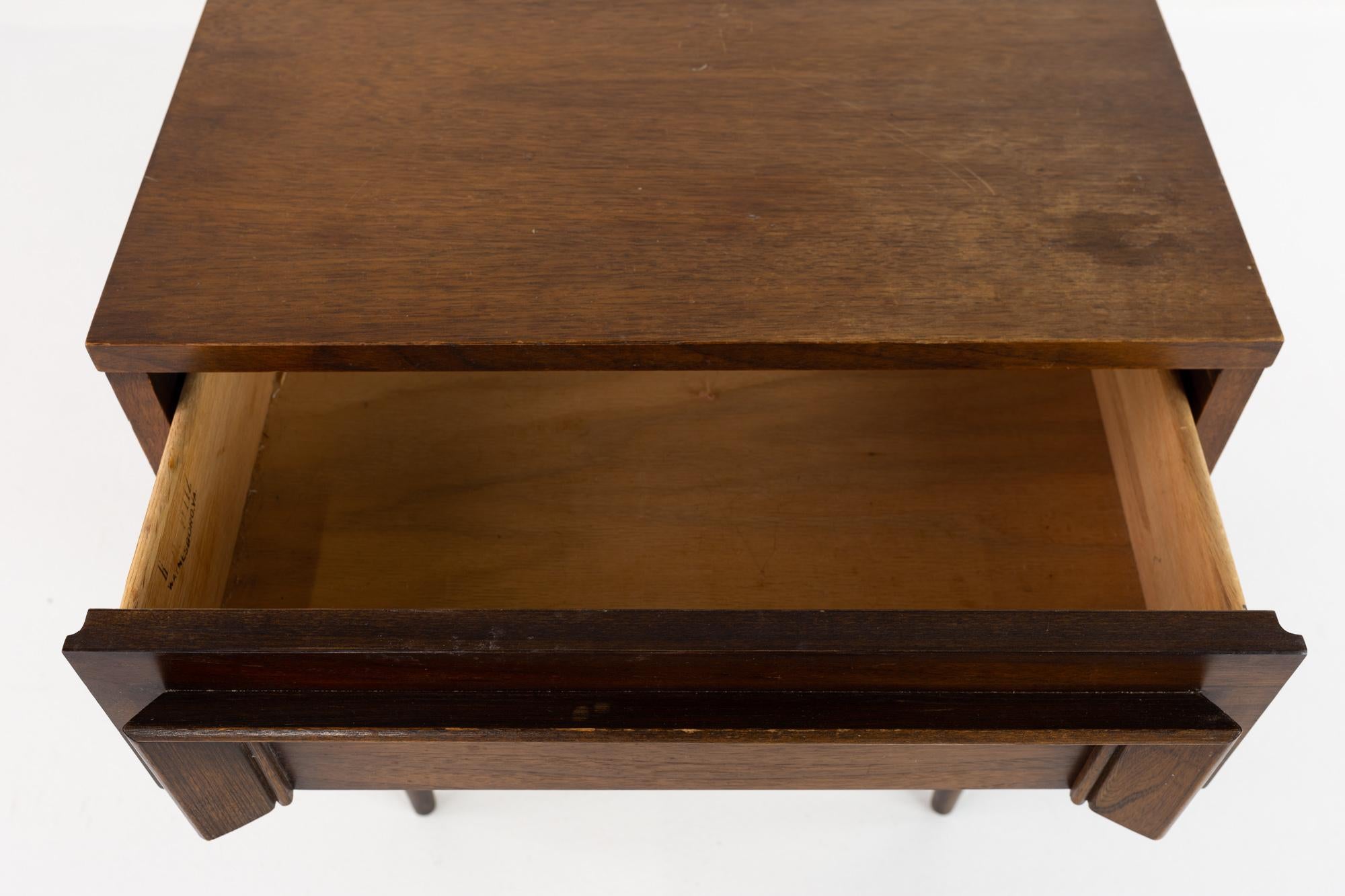 Basic Witz Mid Century Walnut 2-Drawer Nightstands, Pair 3