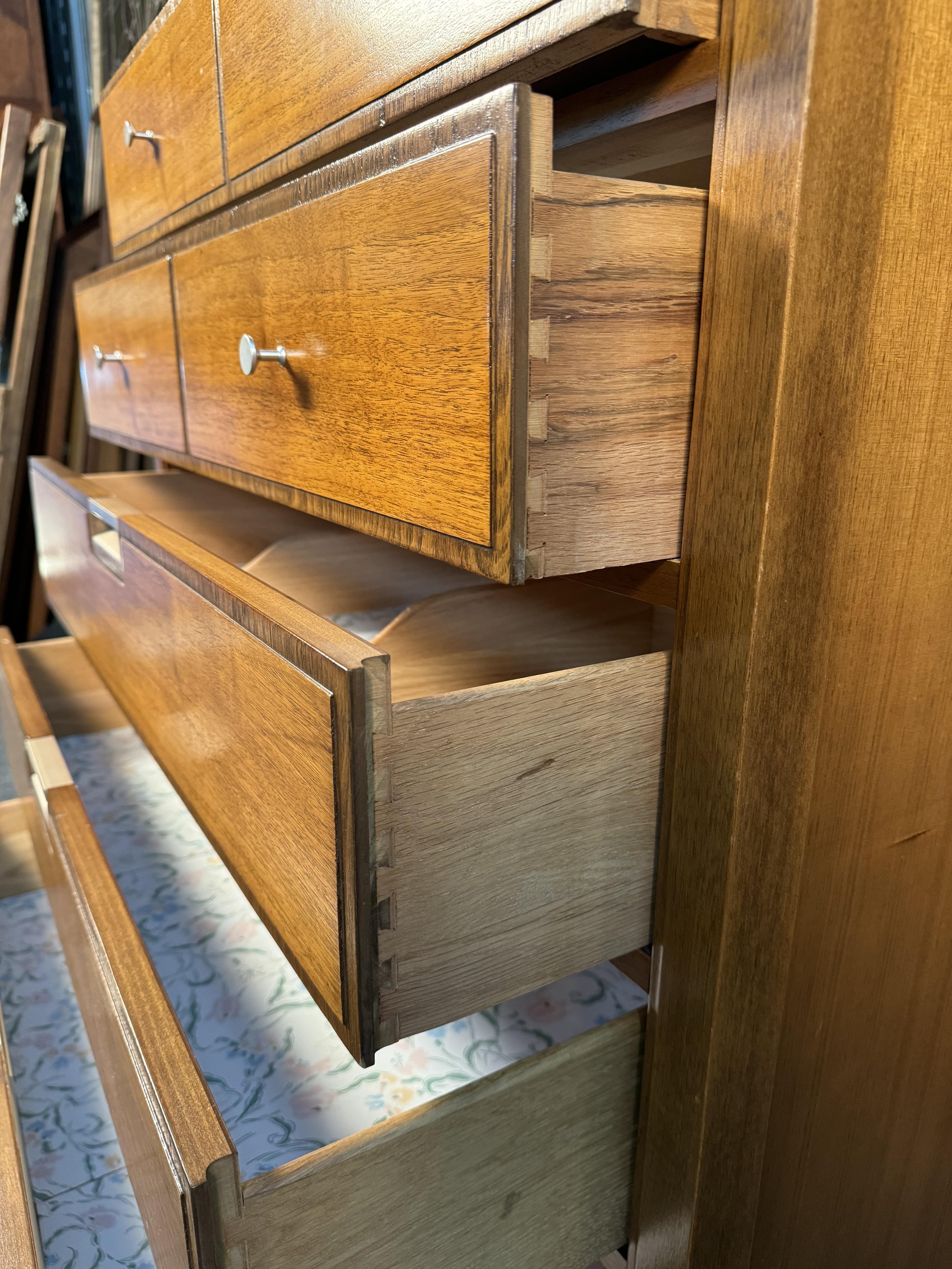 20th Century Basic Witz Mid Century Walnut Highboy Dresser For Sale