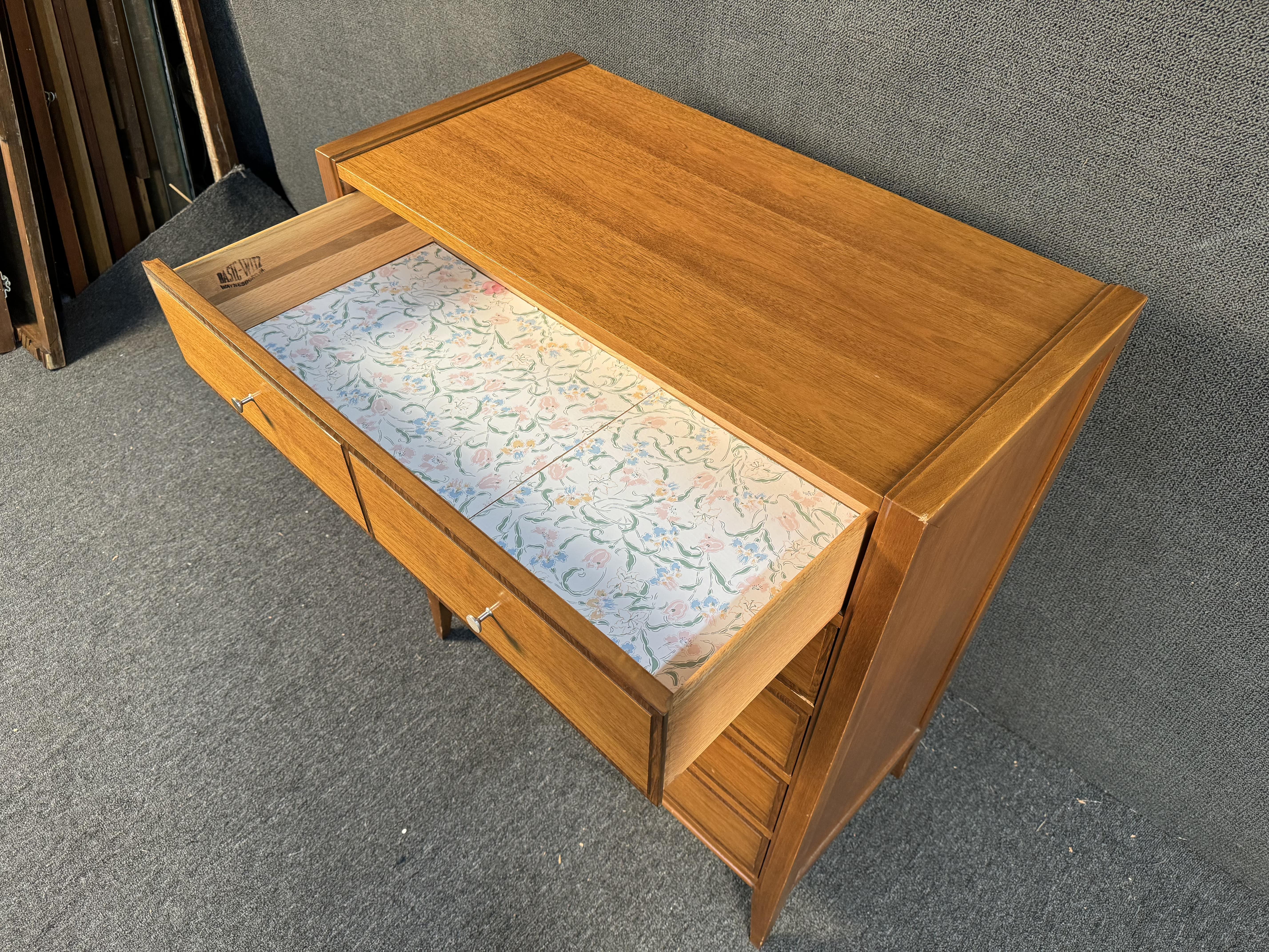 Basic Witz Mid Century Walnut Highboy Dresser For Sale 2