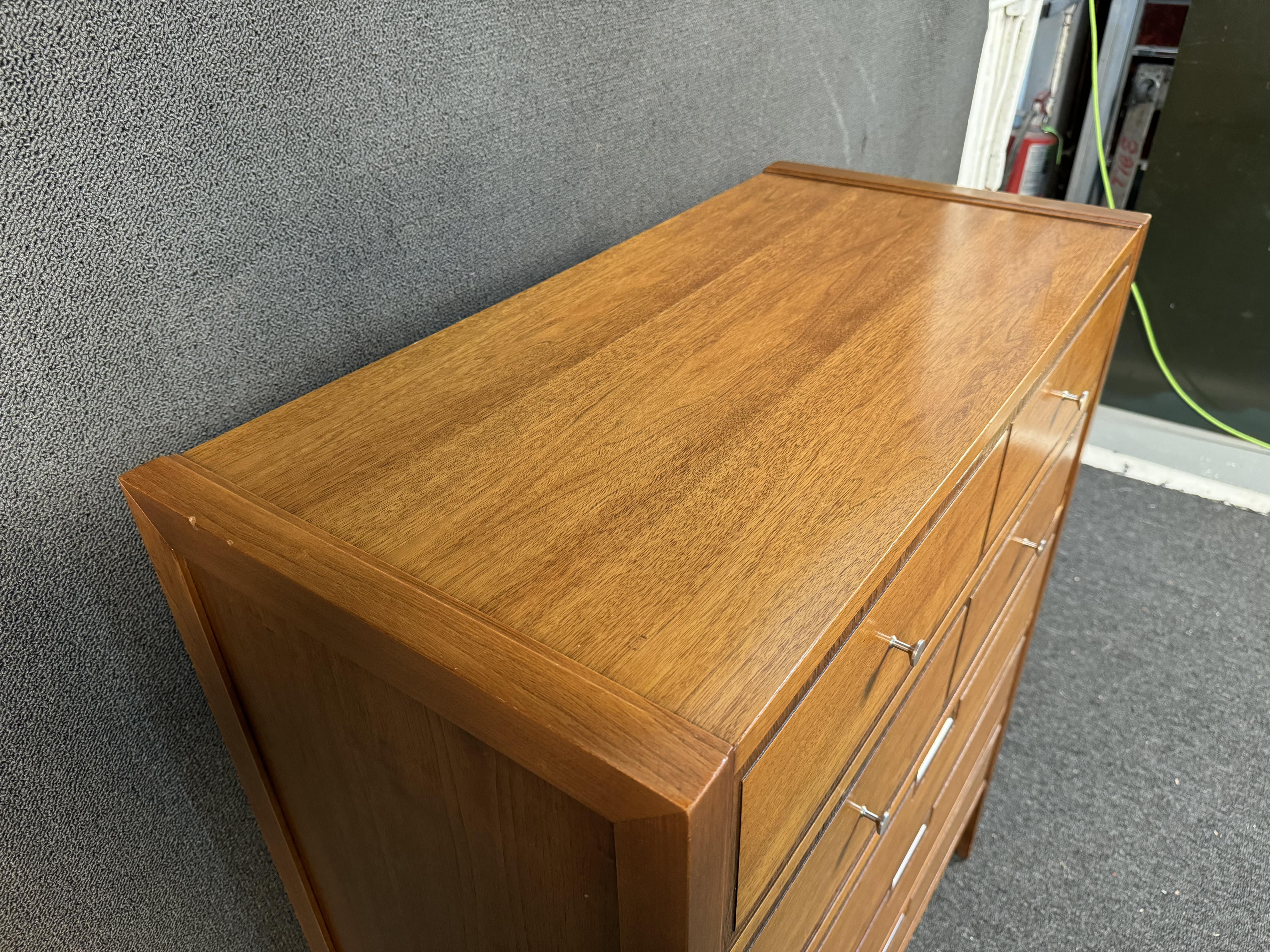 Basic Witz Mid Century Walnut Highboy Dresser For Sale 6