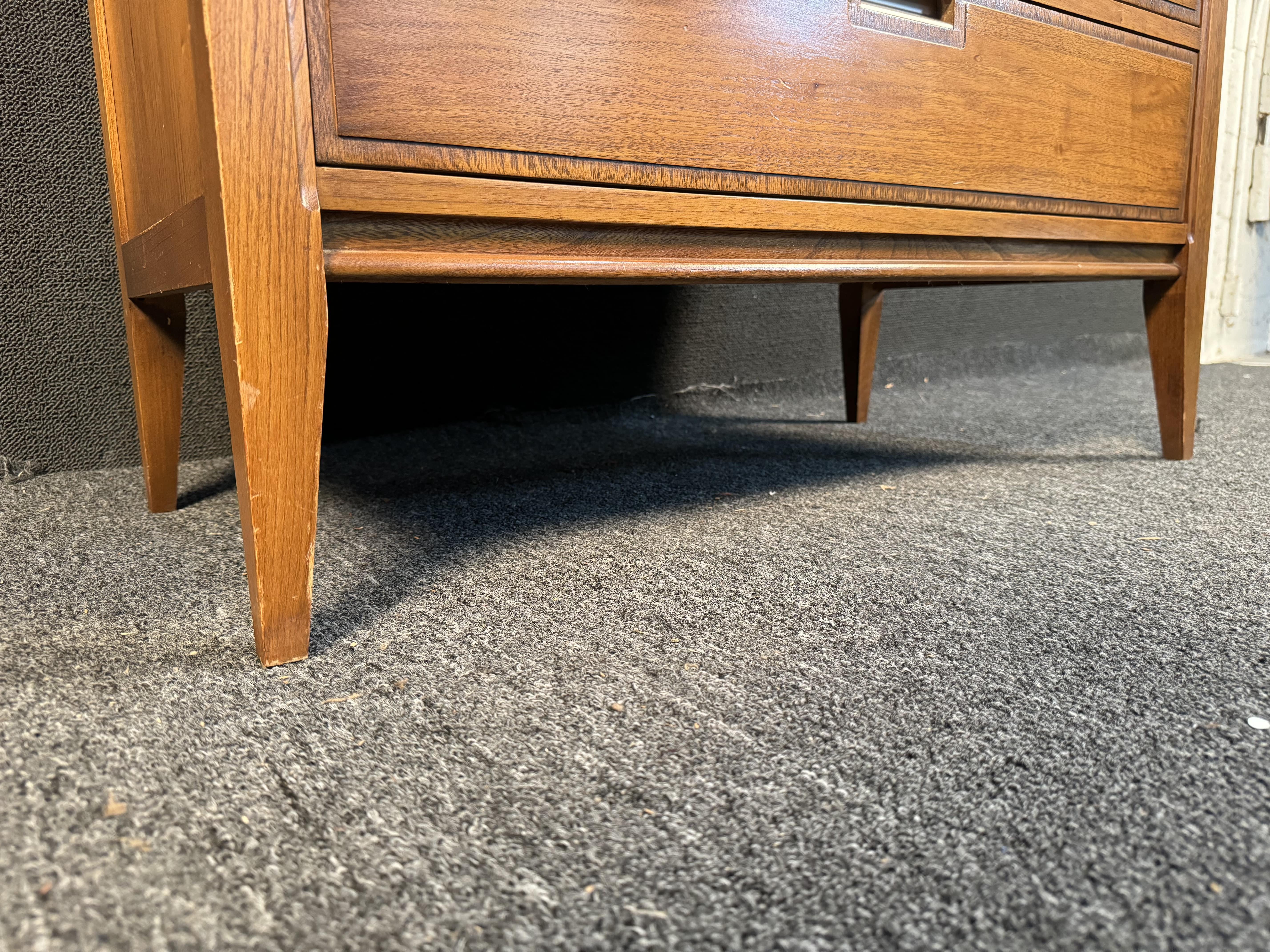 Basic Witz Mid Century Walnut Highboy Dresser For Sale 8