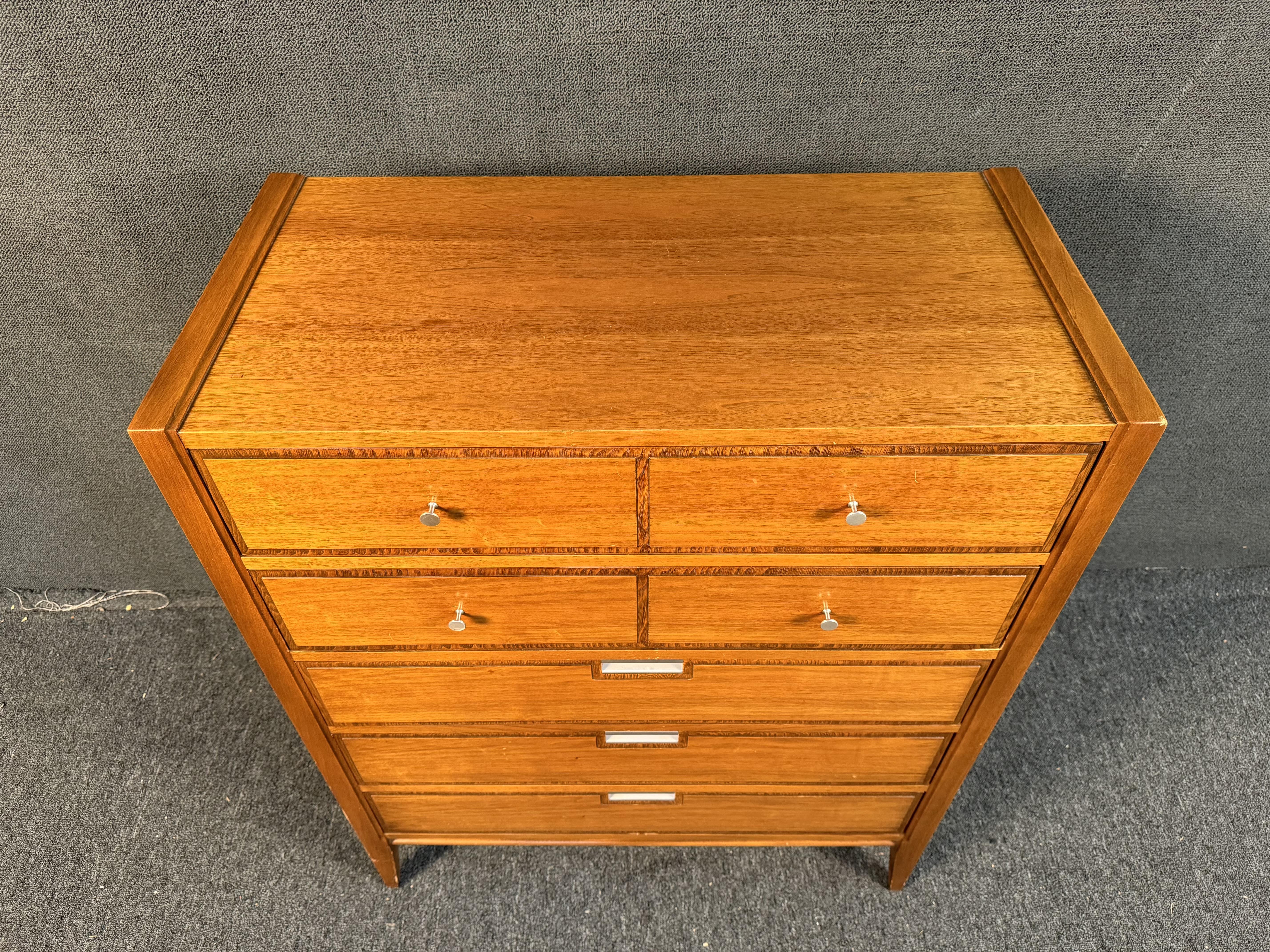 American Basic Witz Mid Century Walnut Highboy Dresser For Sale