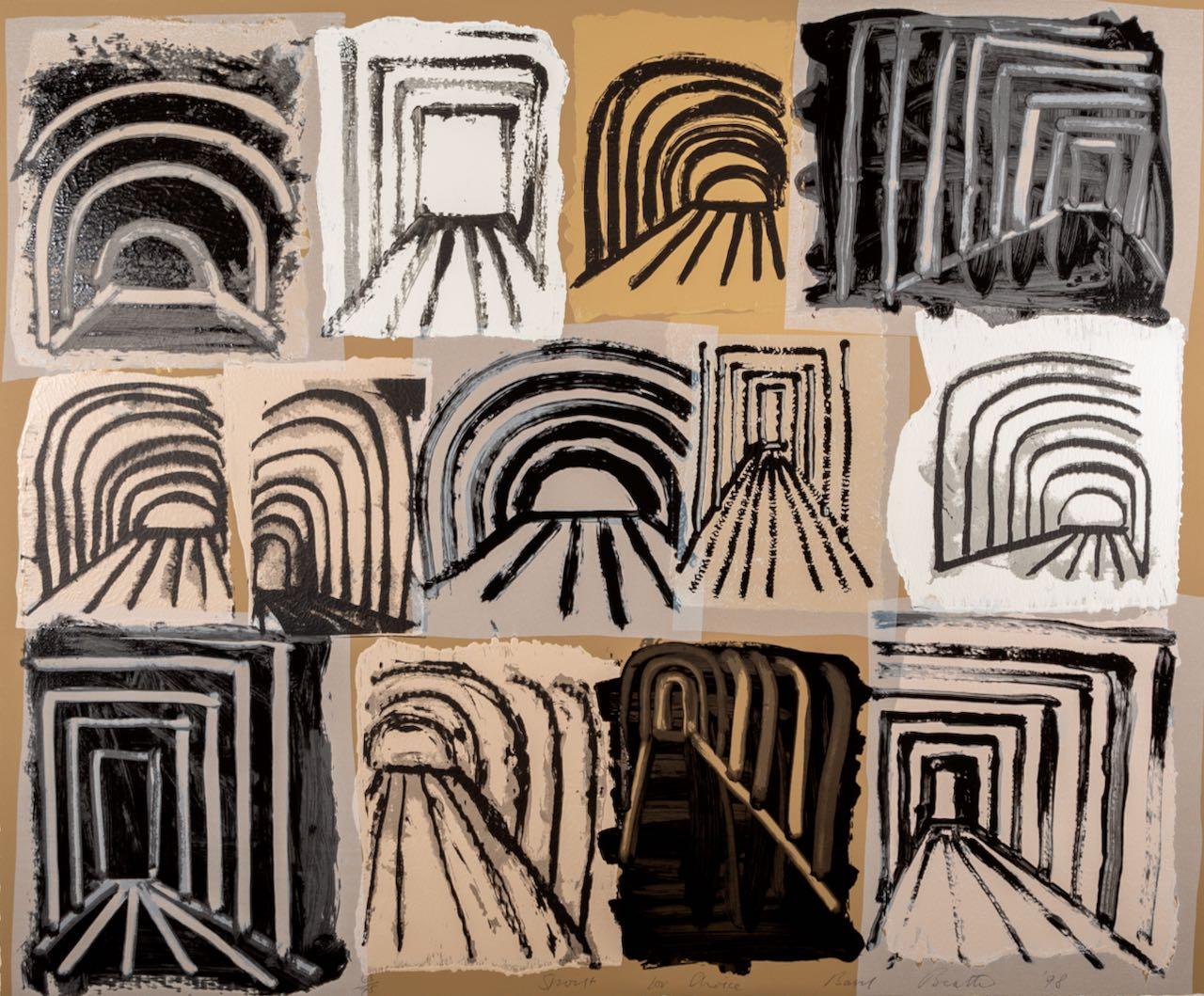 Basil Beattie Abstract Print - Spoilt for Choice, 1998 - Large Monochrome Abstract Screen Print, 20th Century