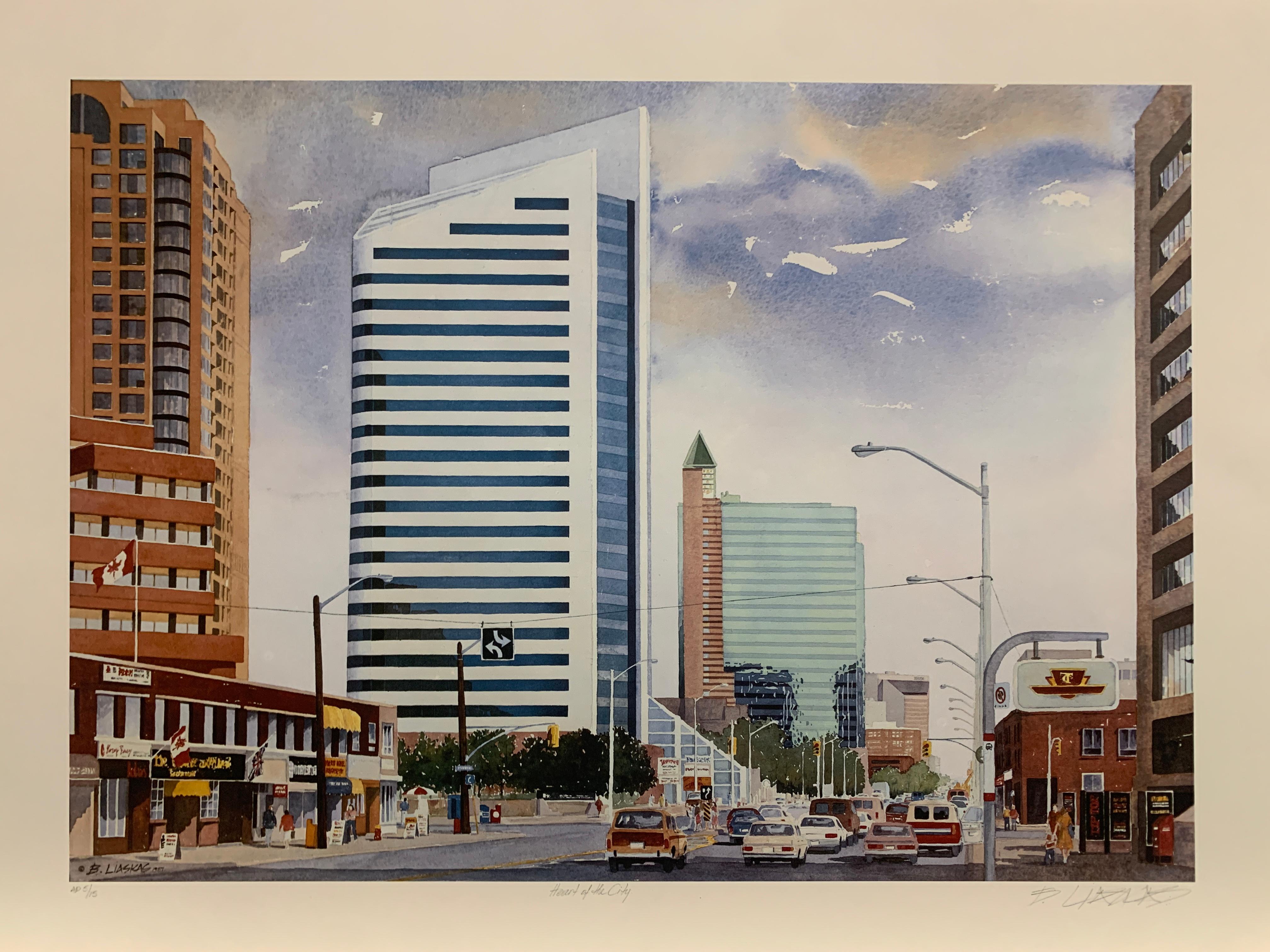 Basil Liaskas Landscape Print – The Heart of the City