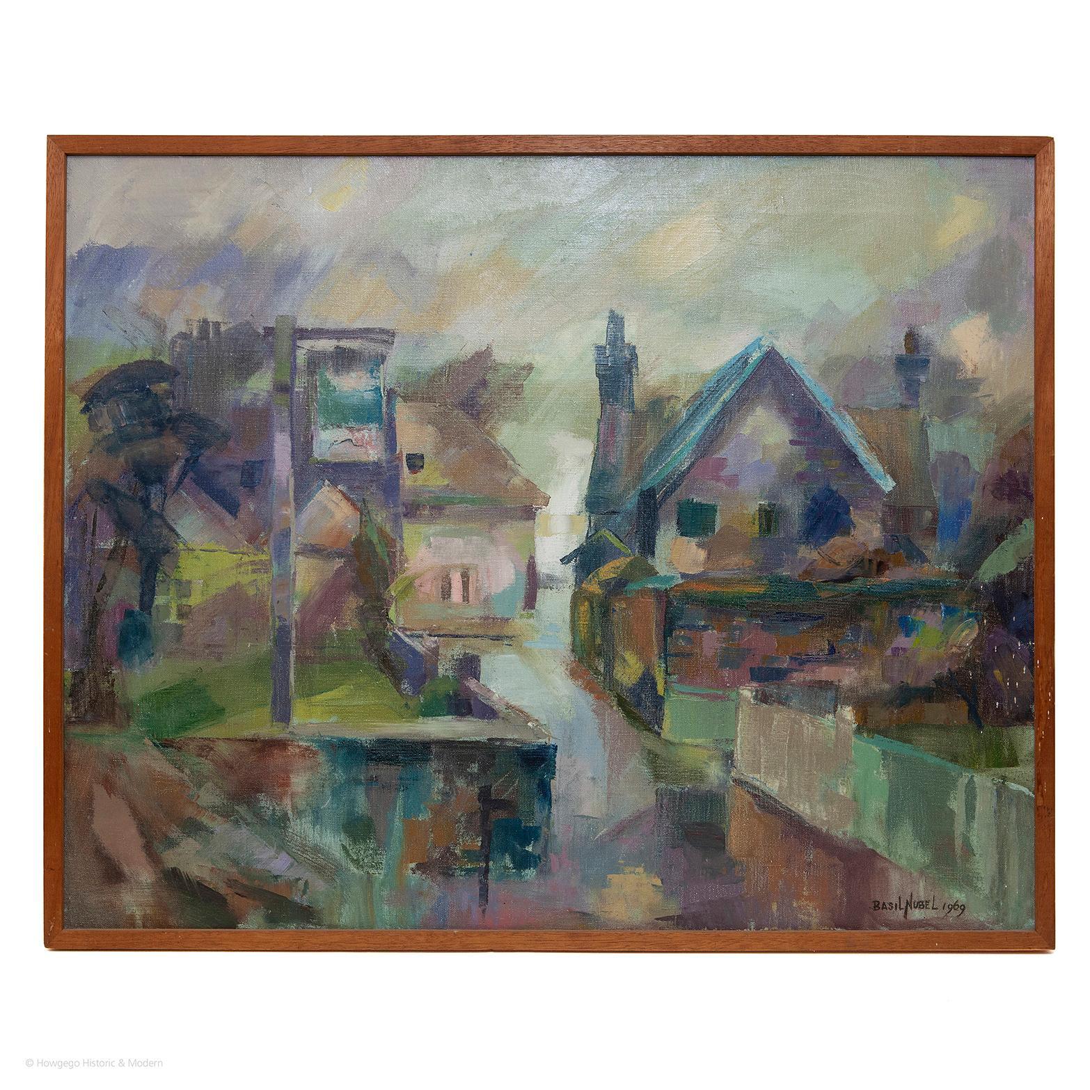 Basil Nubel Village in the Rain Abstract Impressionist