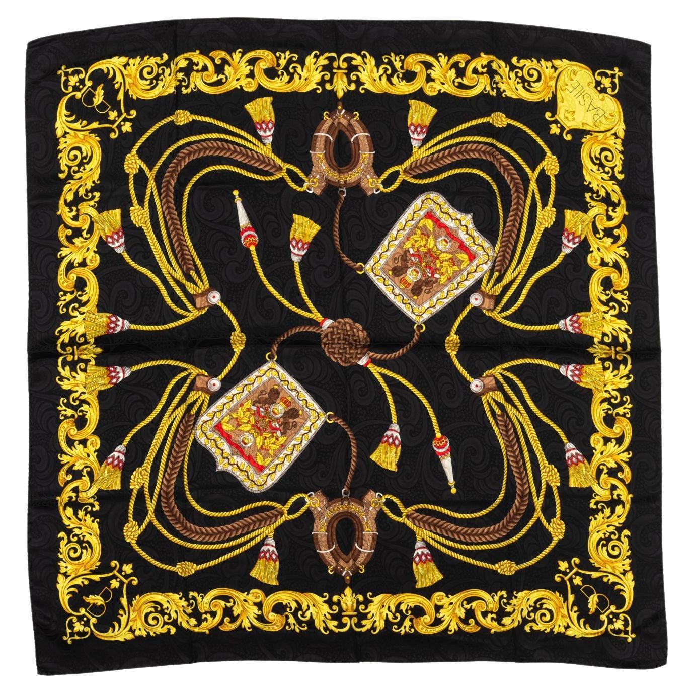 Basile 80s Black Ribbons Silk Scarf For Sale