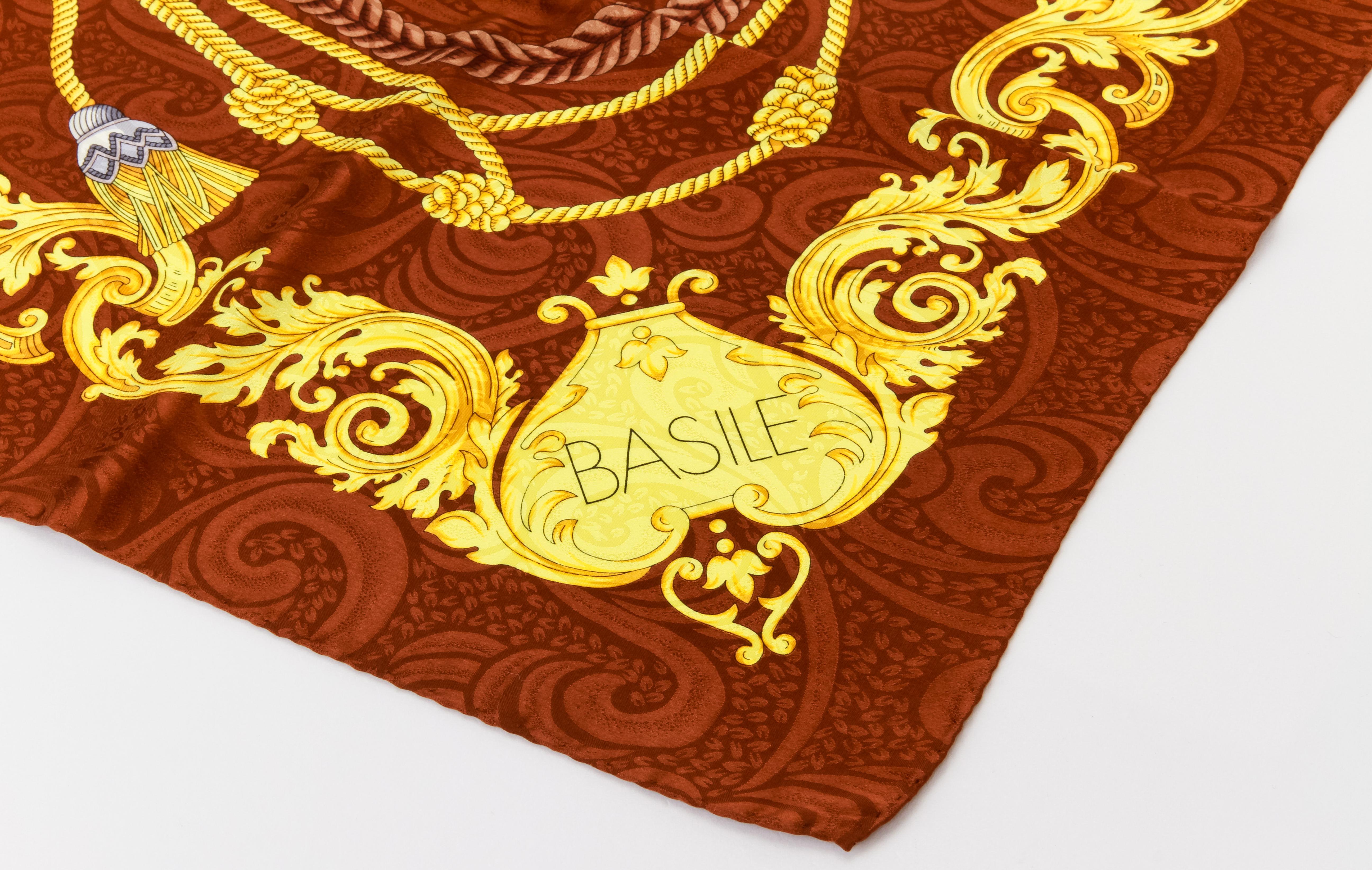 Basile 80s Brown Ribbons Silk Scarf In Good Condition For Sale In West Hollywood, CA