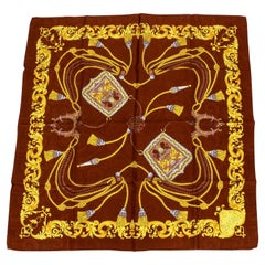 Foulard en soie à rubans Brown Basile 80s