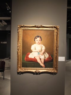 Porträt eines jungen Mädchens mit einer Puppe, Basile de Loose, Belgien, 19. Jahrhundert, Romantisch