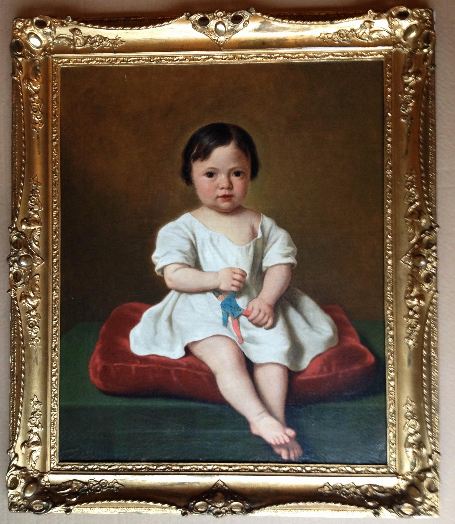 Basile de Loose
Portrait d'un enfant
signé et daté "1861

Basile De Loose (17 décembre 1809 - 24 octobre 1885) était un peintre belge.

Il est né à Zele, en Flandre orientale, au Royaume-Uni des Pays-Bas, le 17 décembre 1809, de Johannes Josephus de