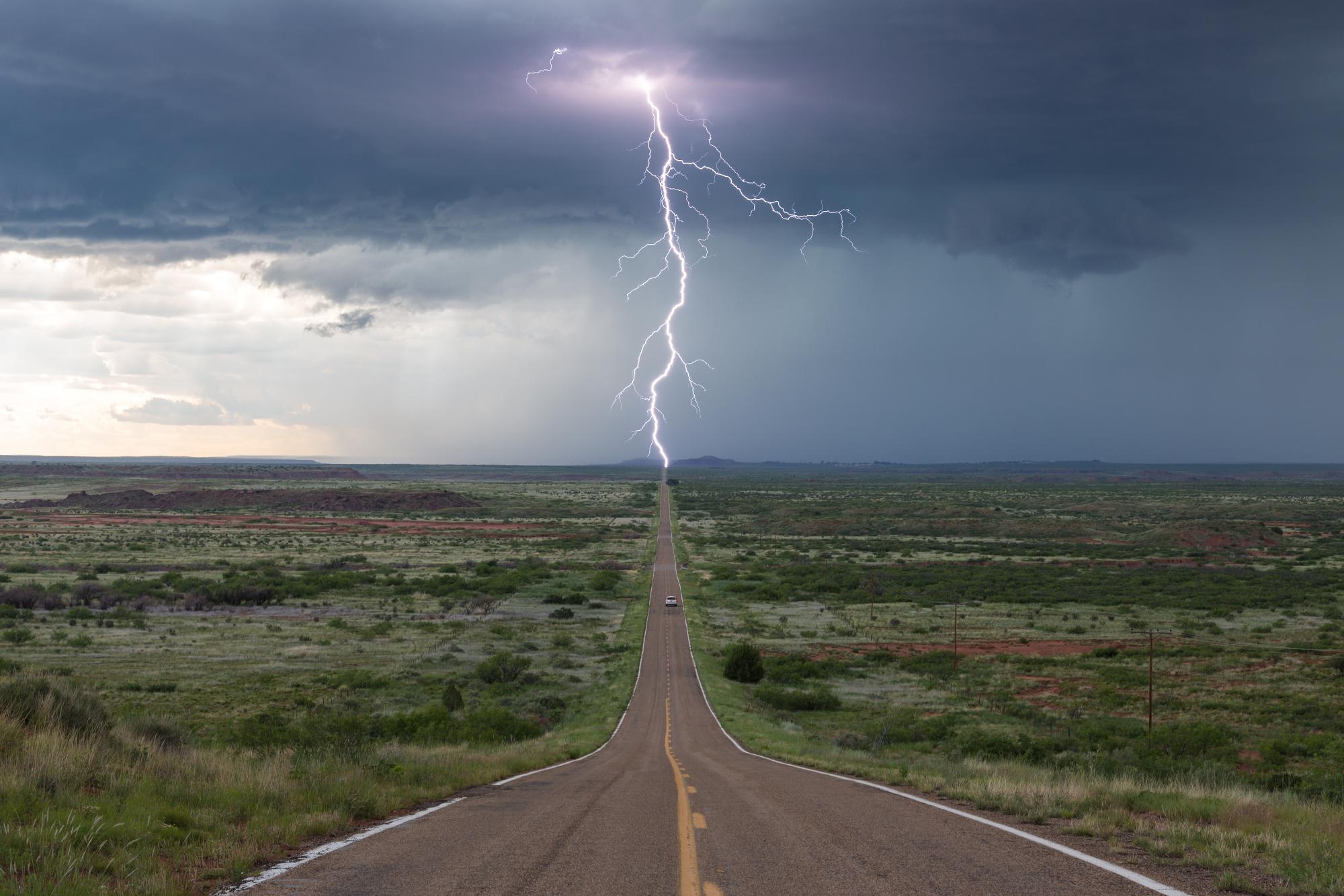 Basile Ducournau Landscape Photograph - L'orage Parfait - The perfect Thunderstorm, wide-open space, New-Mexico, USA