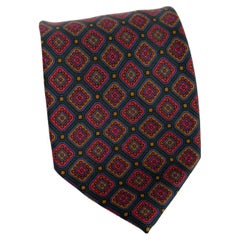 Basile Green Red Silk Vintage Classic Check Tie
