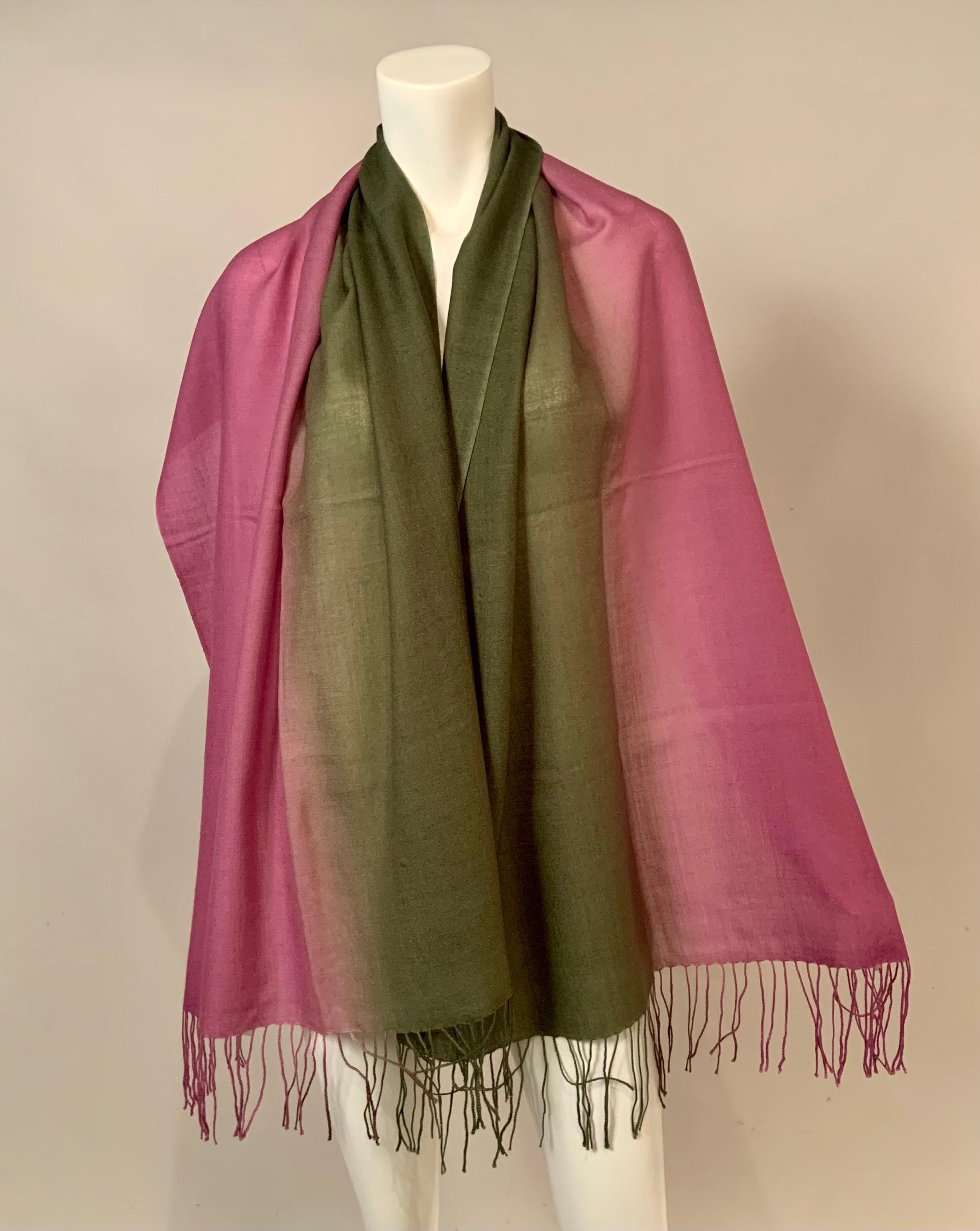Basile Ombre Lavender and Green Fine Wool Shawl or Scarf   Never Worn In New Condition For Sale In New Hope, PA