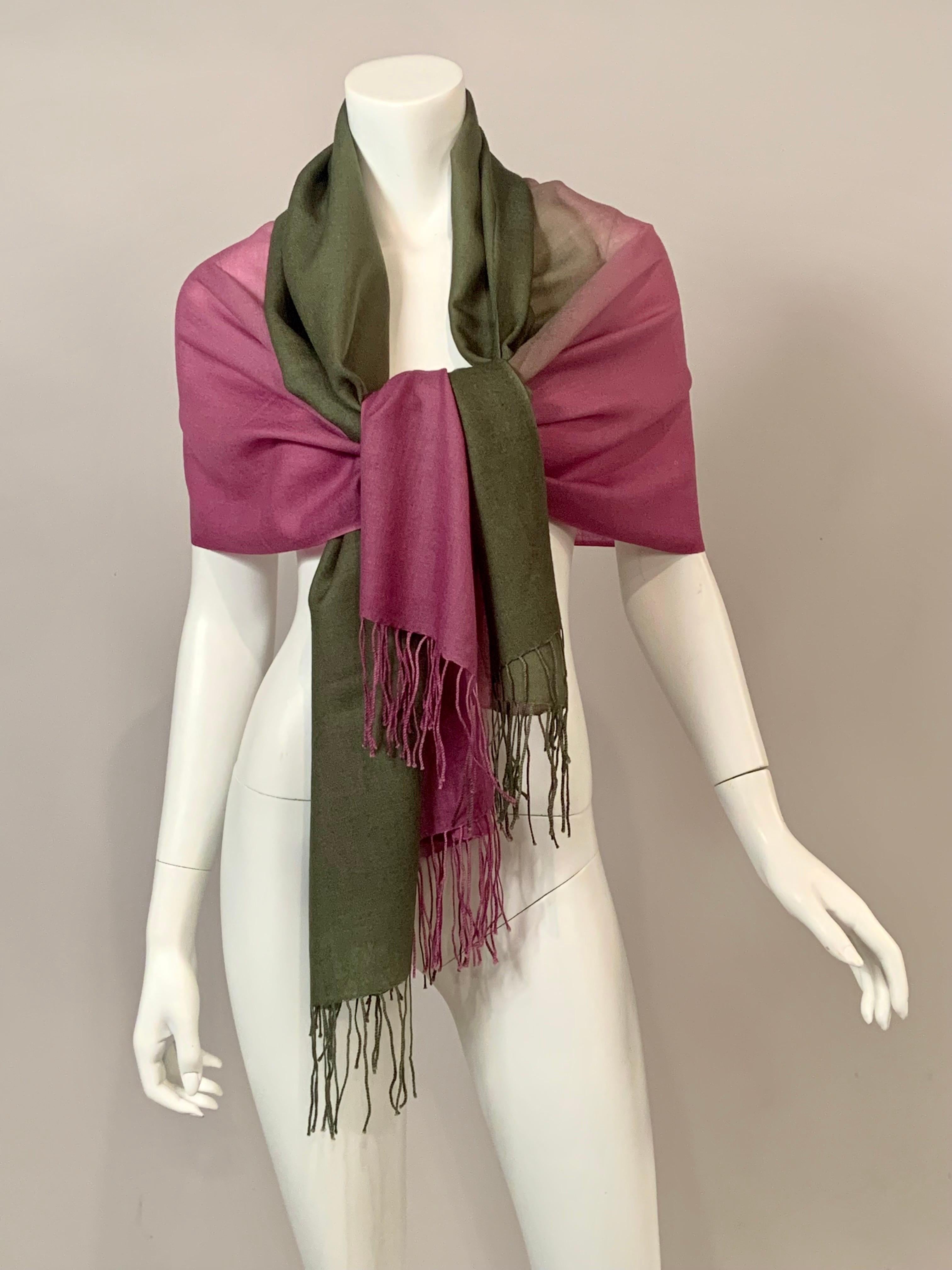 Basile Ombre Lavender and Green Fine Wool Shawl or Scarf   Never Worn For Sale 1