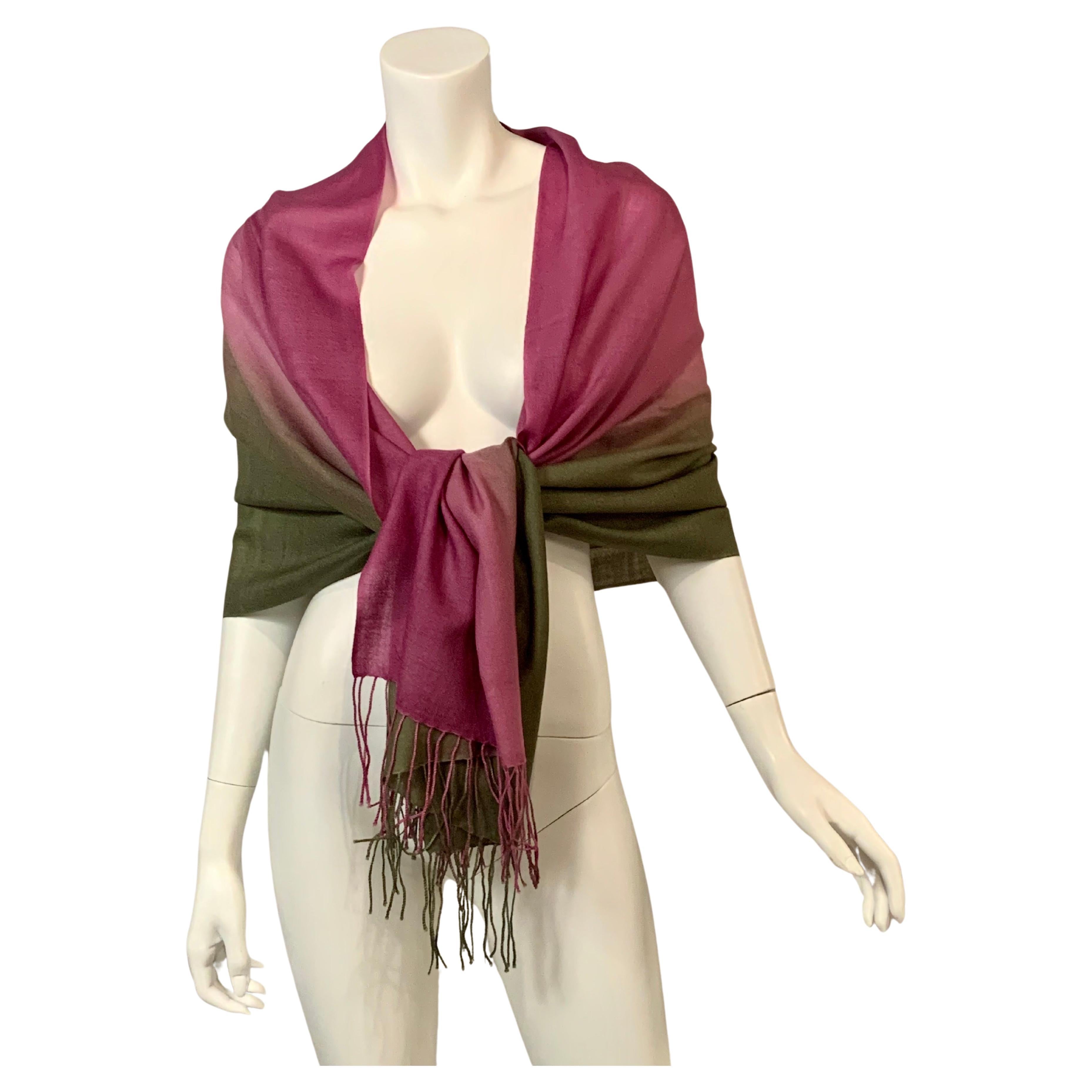 Basile Ombre Lavender and Green Fine Wool Shawl or Scarf   Never Worn For Sale