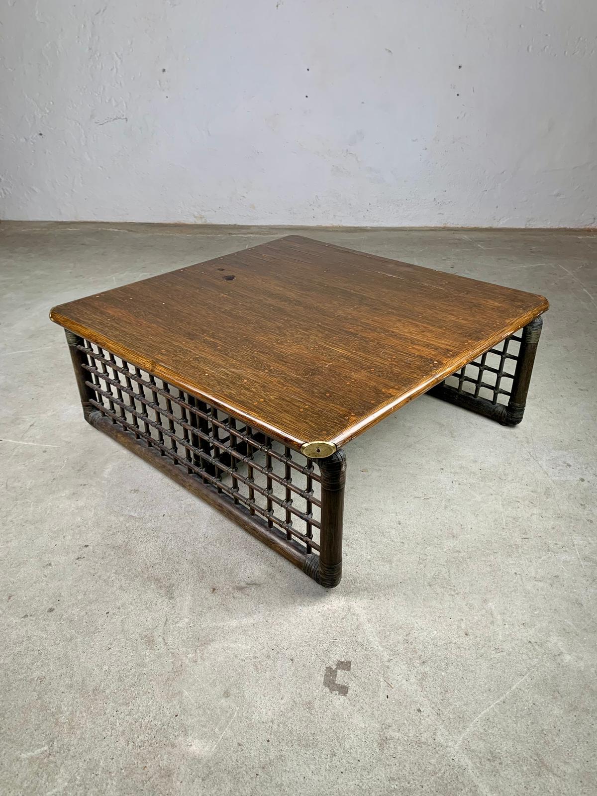 Basilian coffee table design by Tobia Scarpa for by B&B Italia, Italia, 1970s
“Basilian” coffee table, design by Tobia Scarpa, produced by B&B Italia, Maxalto collection, Philippine Company division. 
Bamboo frame, bamboo top with slats nailed with