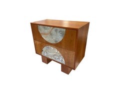 Modern 2-Drawer Sideboard in Cherry Wood, Eglomize' Mirror by Ercole Home