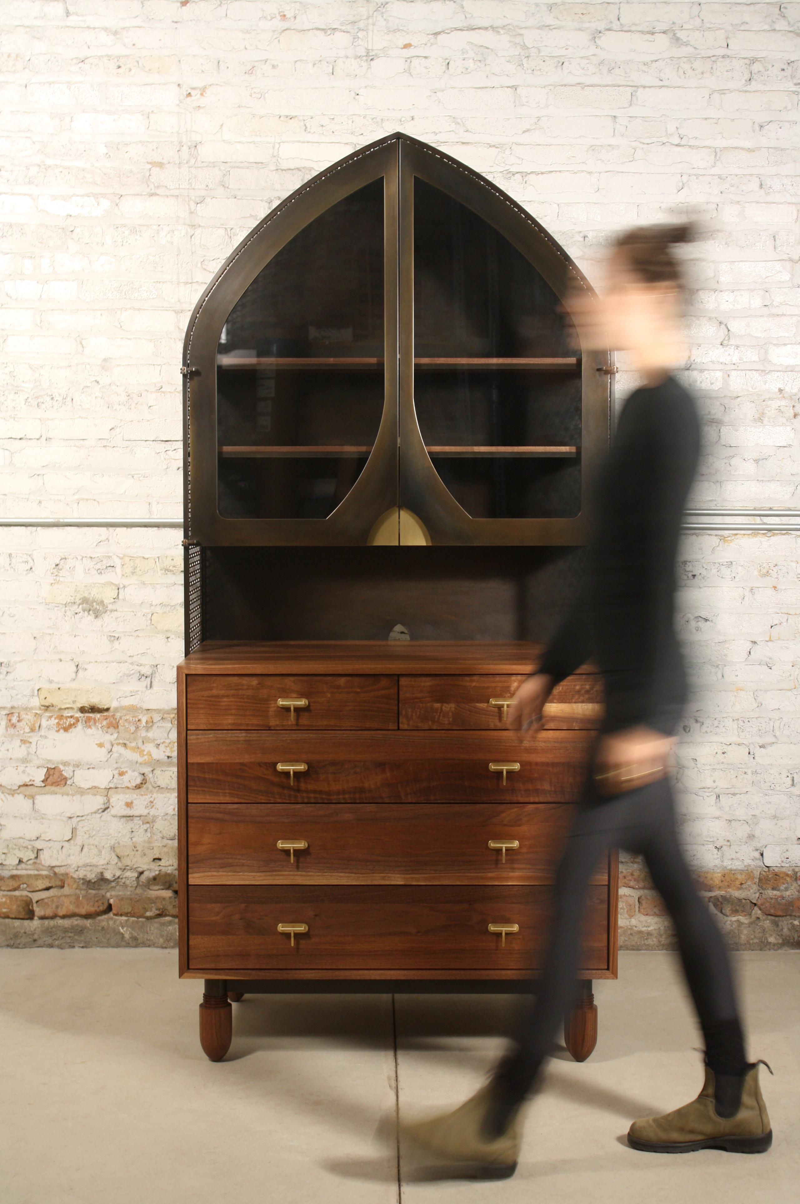 Basilica Dresser by Laylo Studio in Solid Wood, Blackened Steel, and Brass For Sale 3