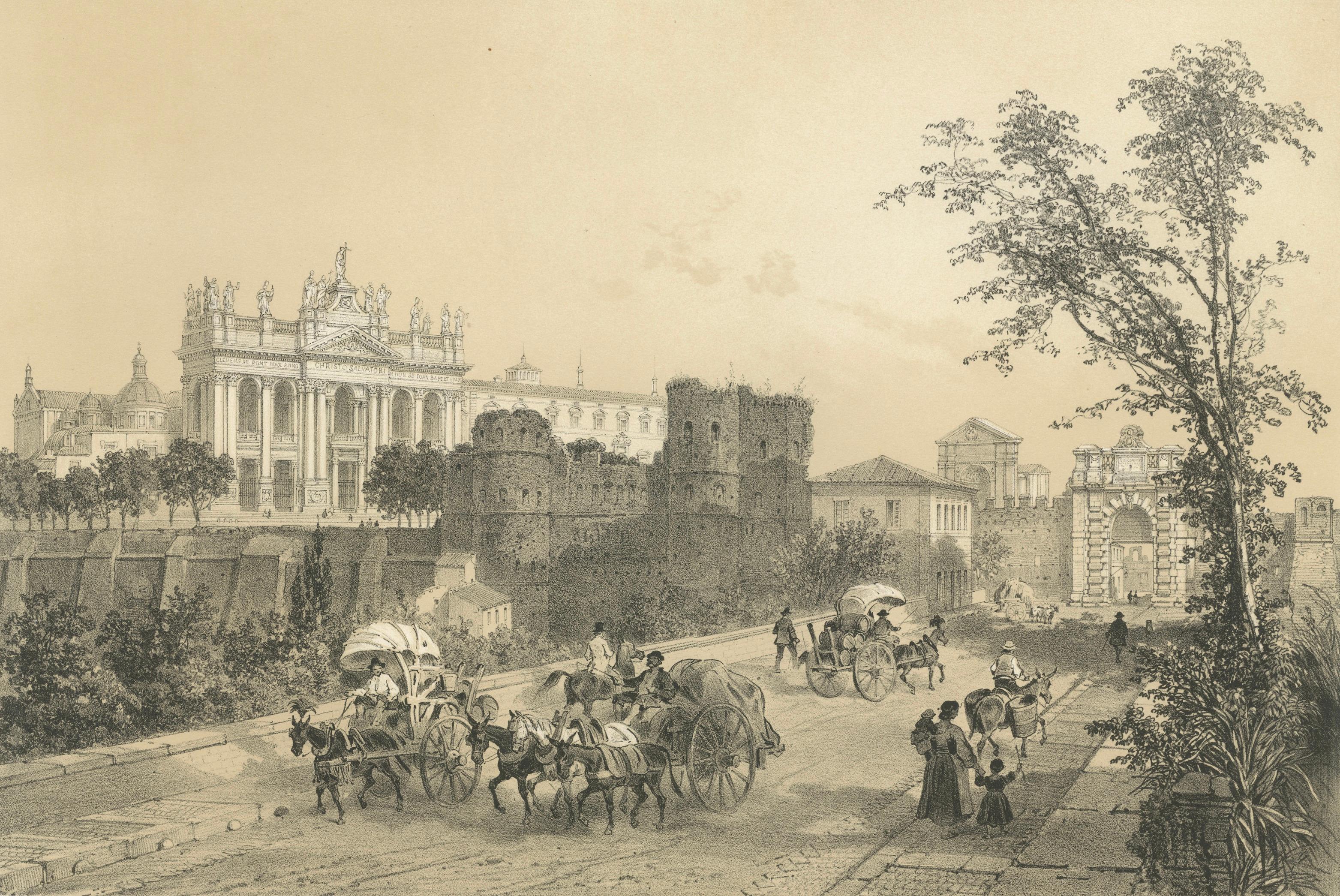 Basilica of San Giovanni in Laterano, Rome – Benoist 1869 Lithograph
