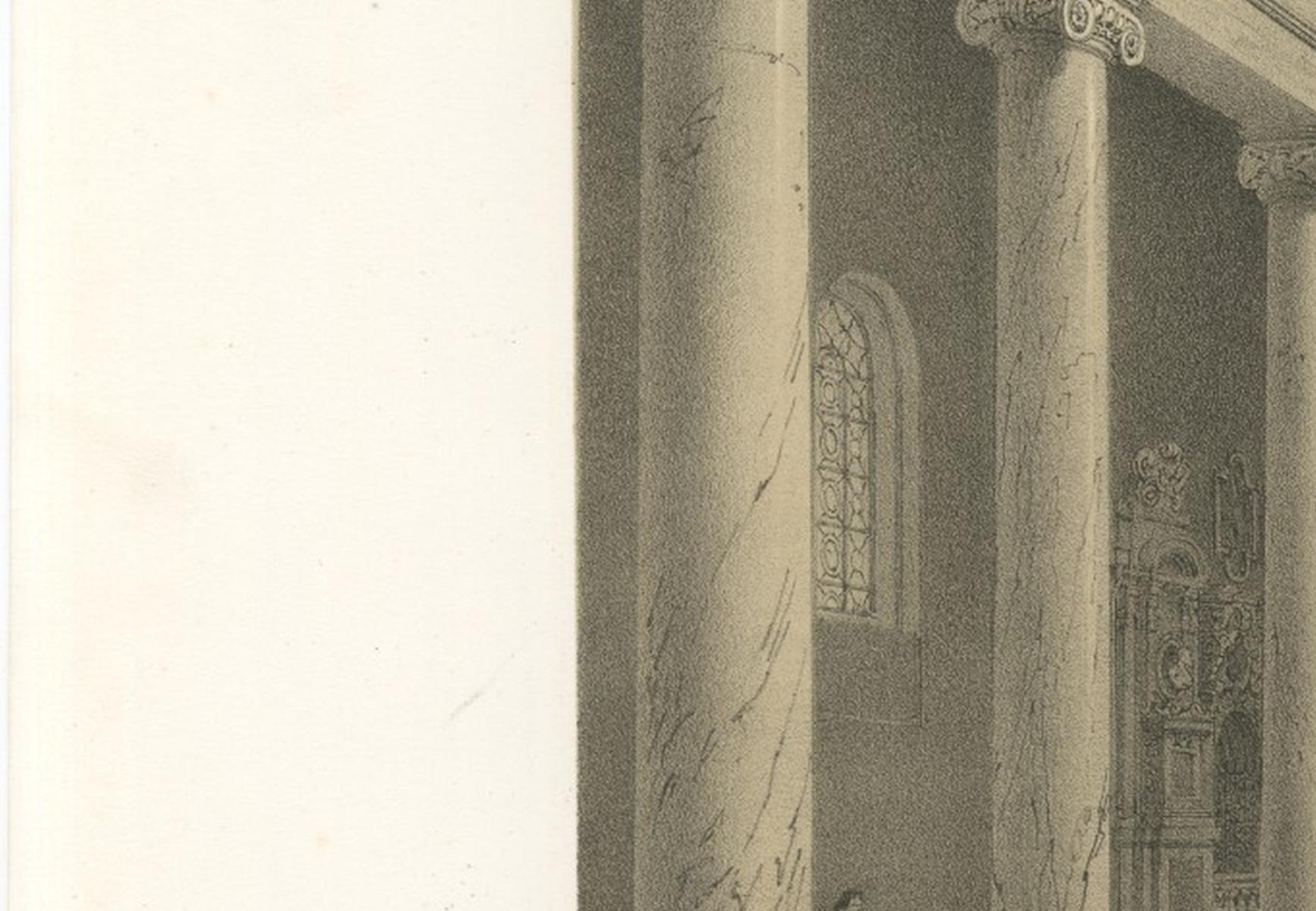 Basilica of San Lorenzo fuori le Mura Interior, Rome – Benoist 1869 Lithograph