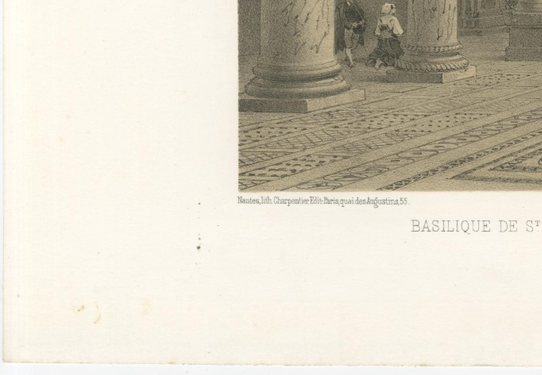 Basilica of San Lorenzo fuori le Mura Interior, Rome – Benoist 1869 Lithograph