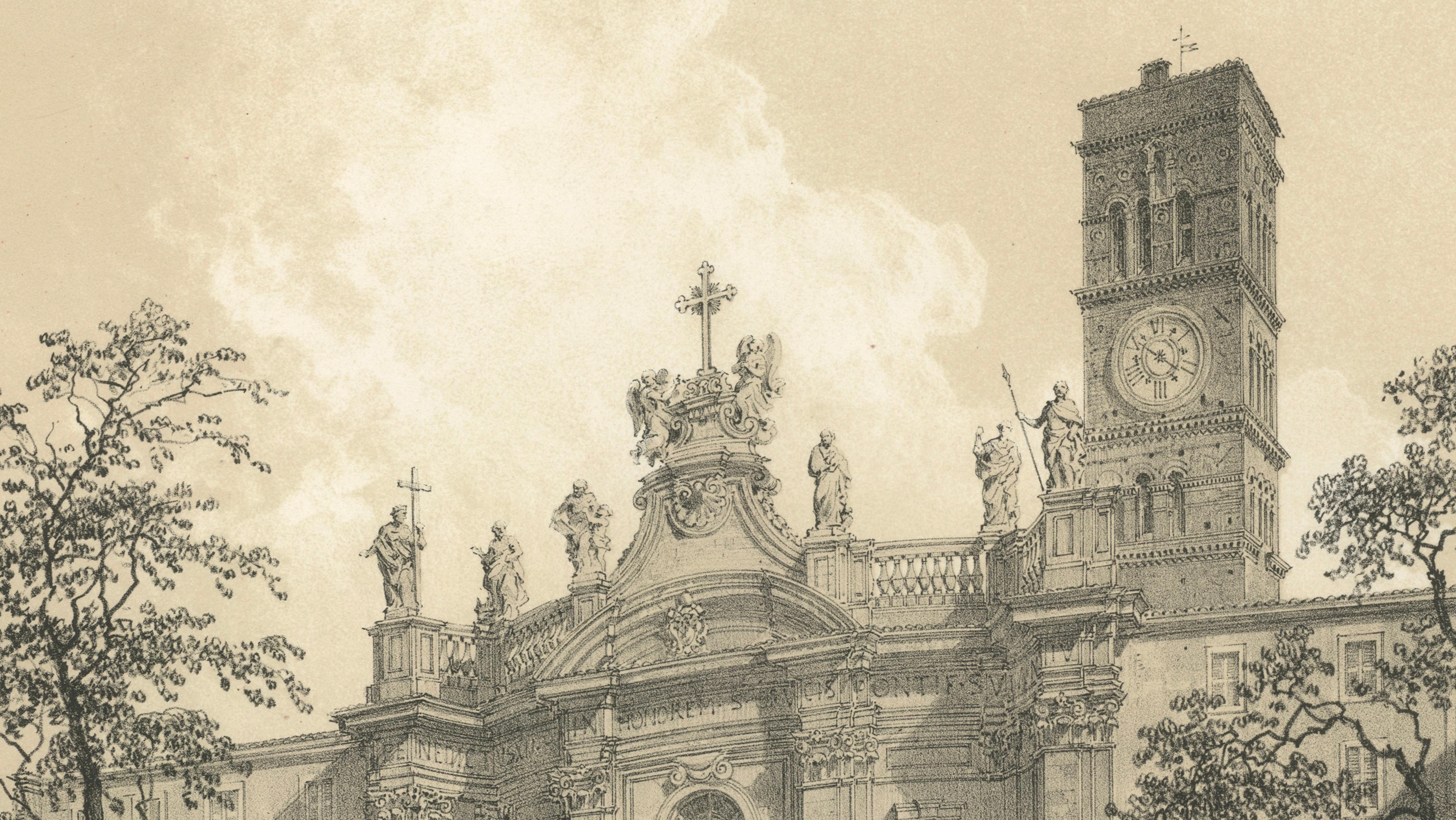 Basilica of Santa Croce in Gerusalemme, Rome – Benoist 1869 Lithograph