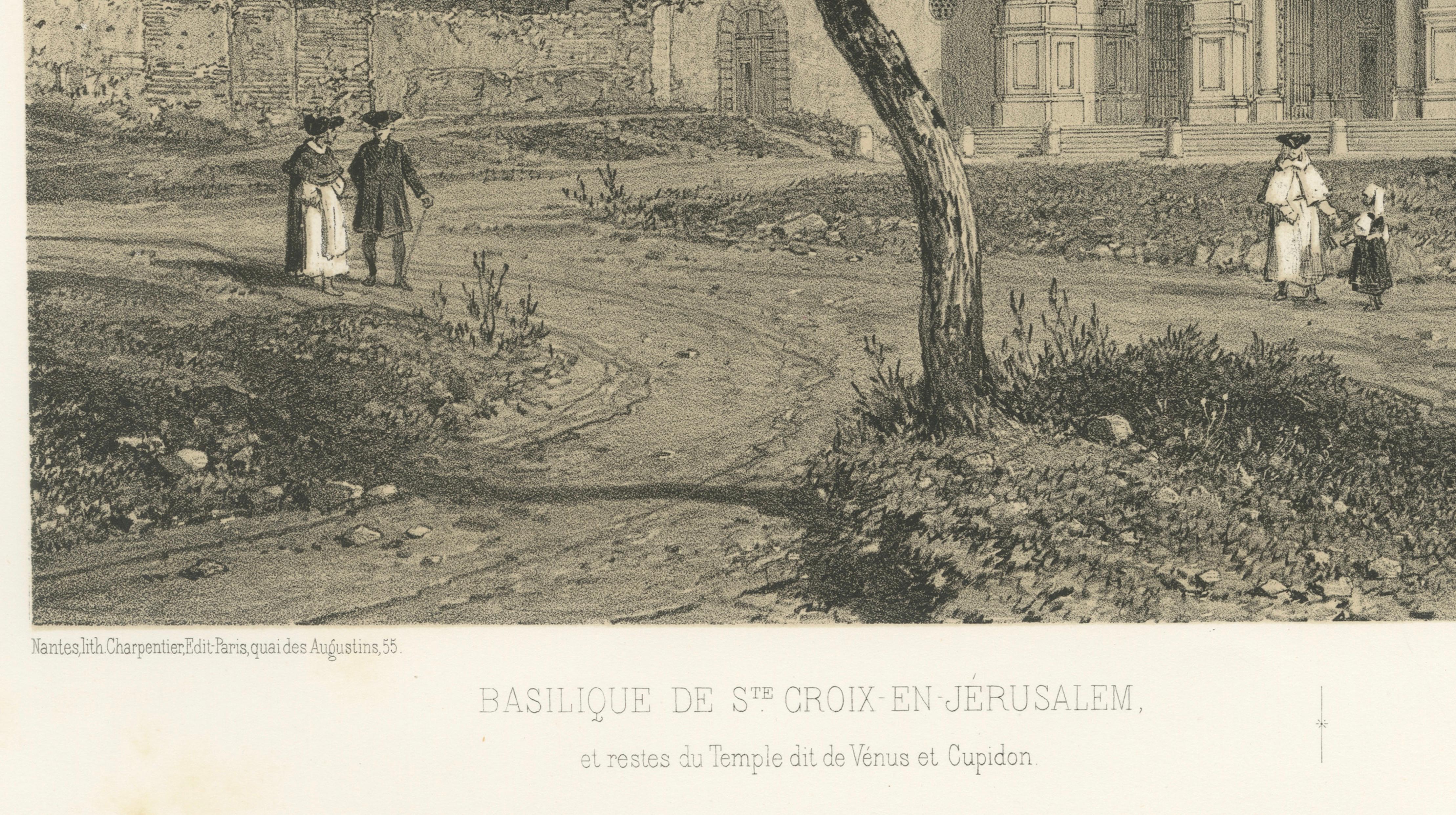 Basilica of Santa Croce in Gerusalemme, Rome – Benoist 1869 Lithograph