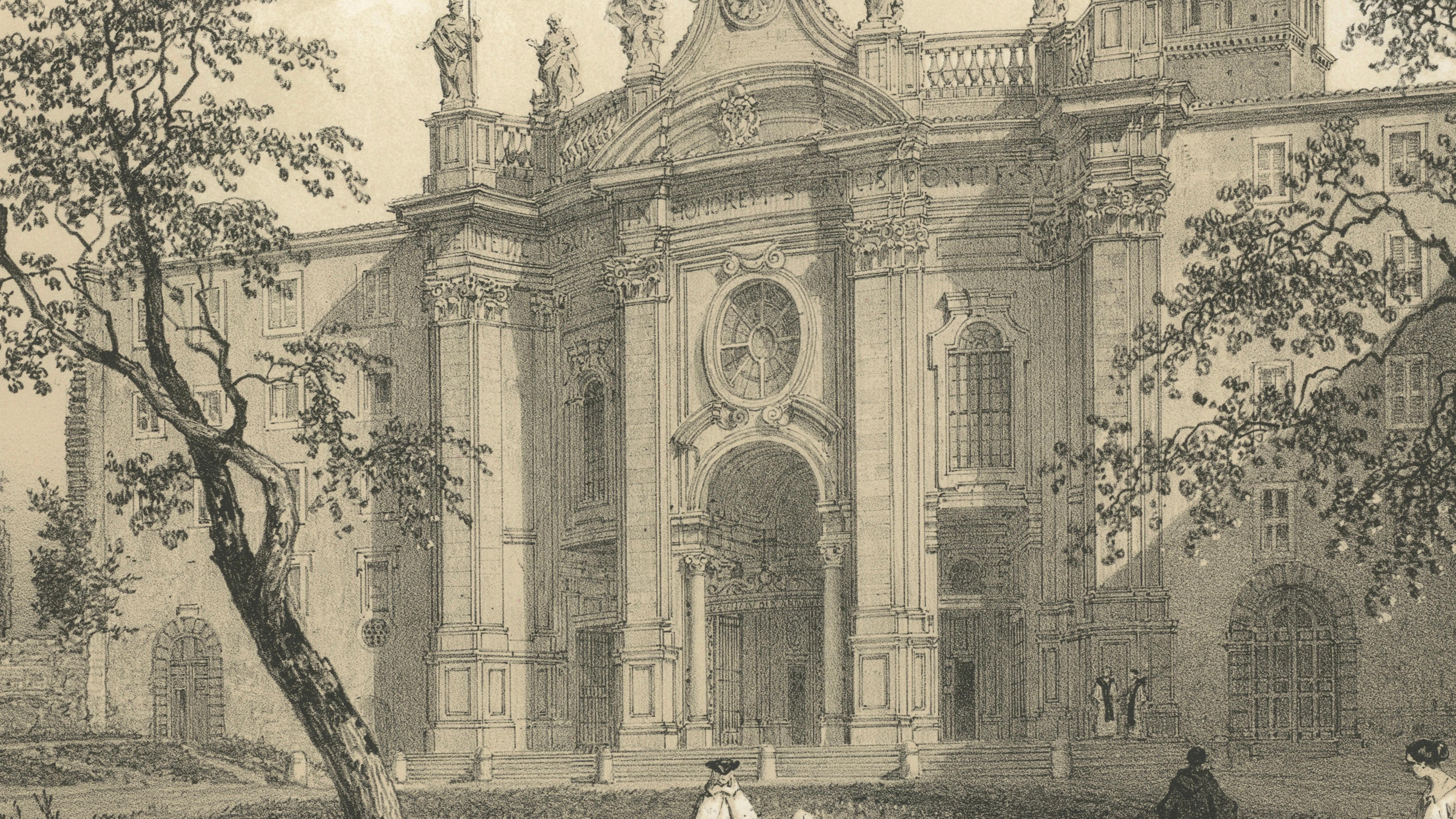 Basilica of Santa Croce in Gerusalemme, Rome – Benoist 1869 Lithograph