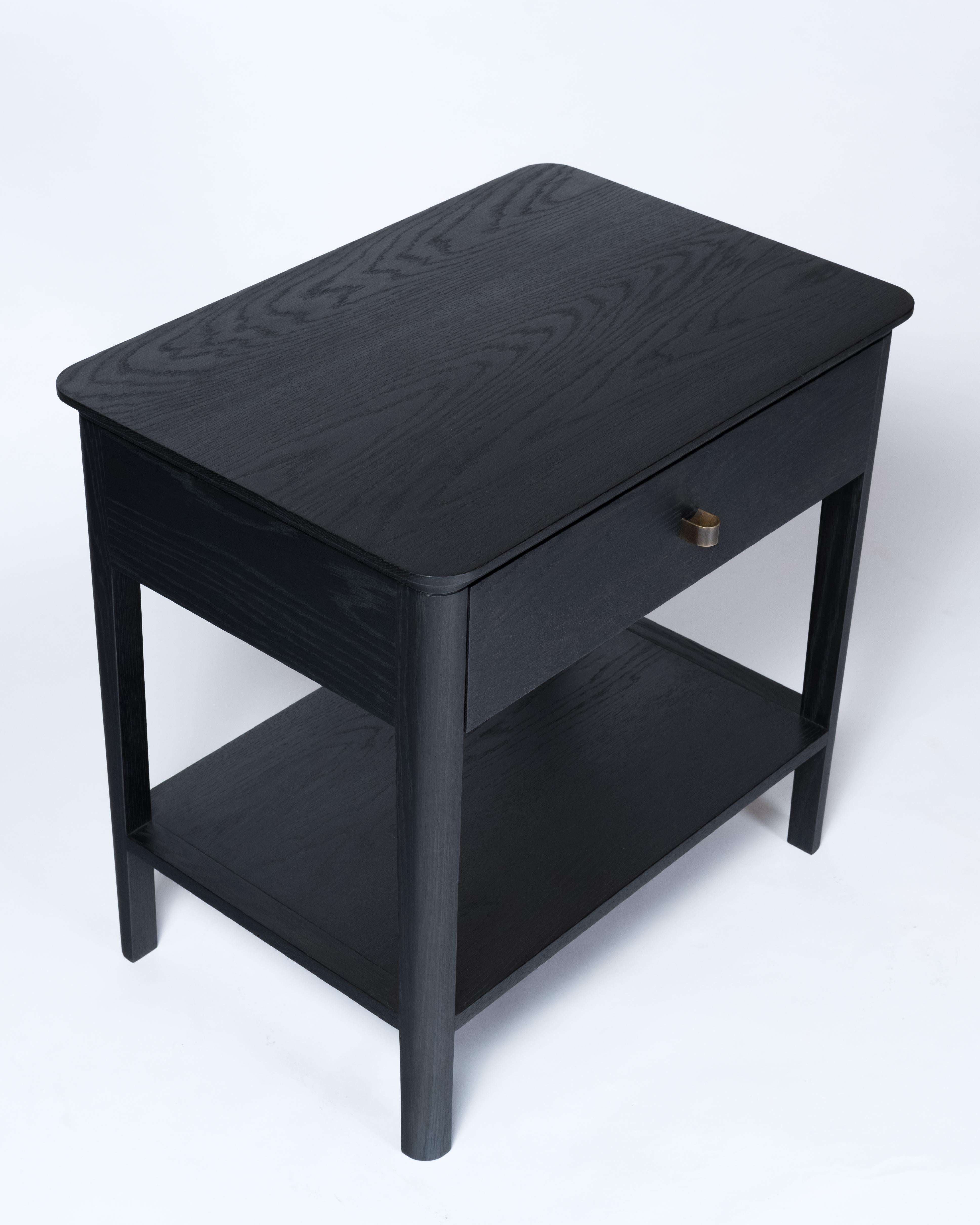 Basin Side Table Nightstand by Tretiak Works, Contemporary Wood Oak Nightstand In New Condition For Sale In Portland, OR