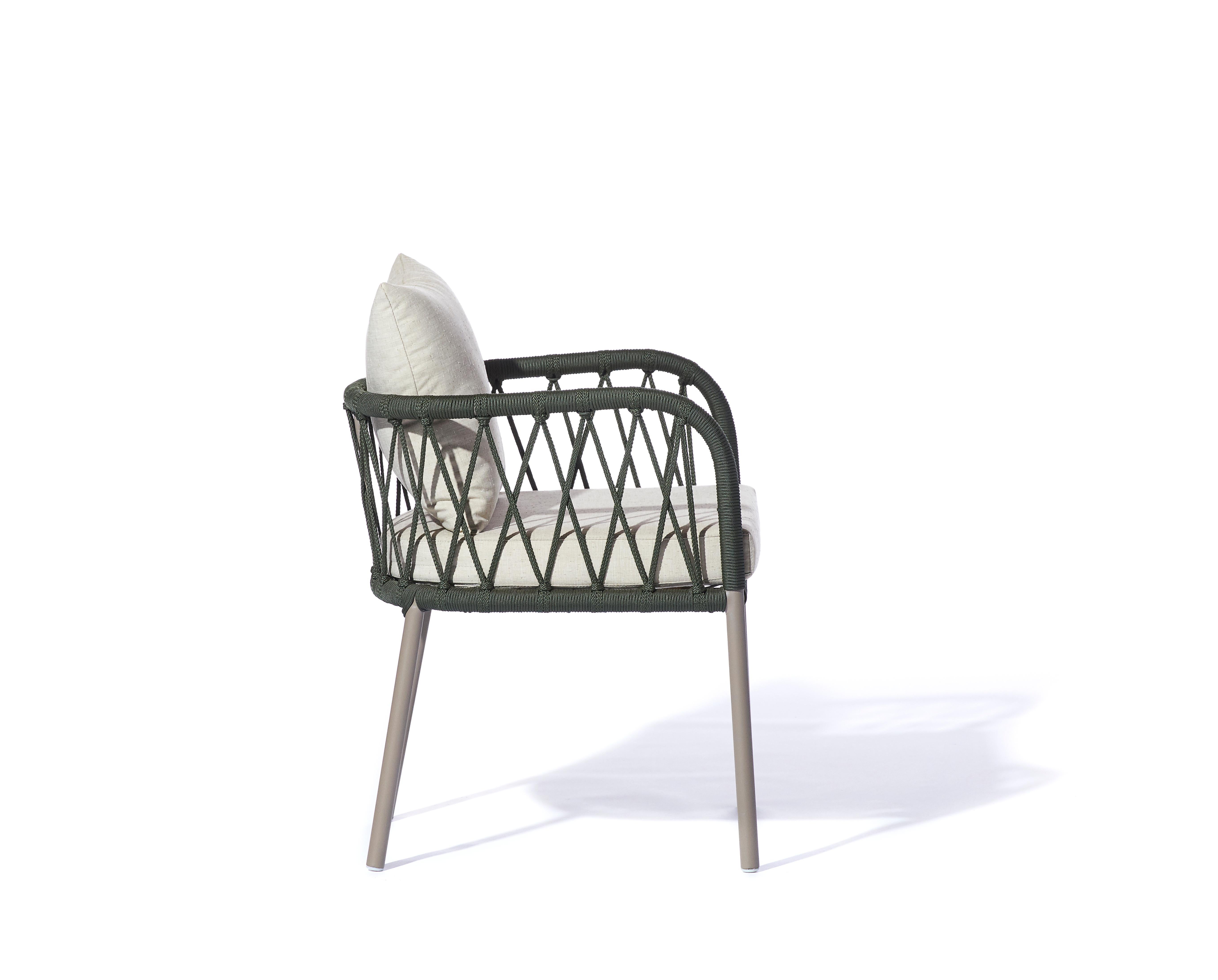 Zeitgenössischer Sessel für den Außenbereich, Aluminium mit nautischem Seilmuster - Bask  (Moderne) im Angebot
