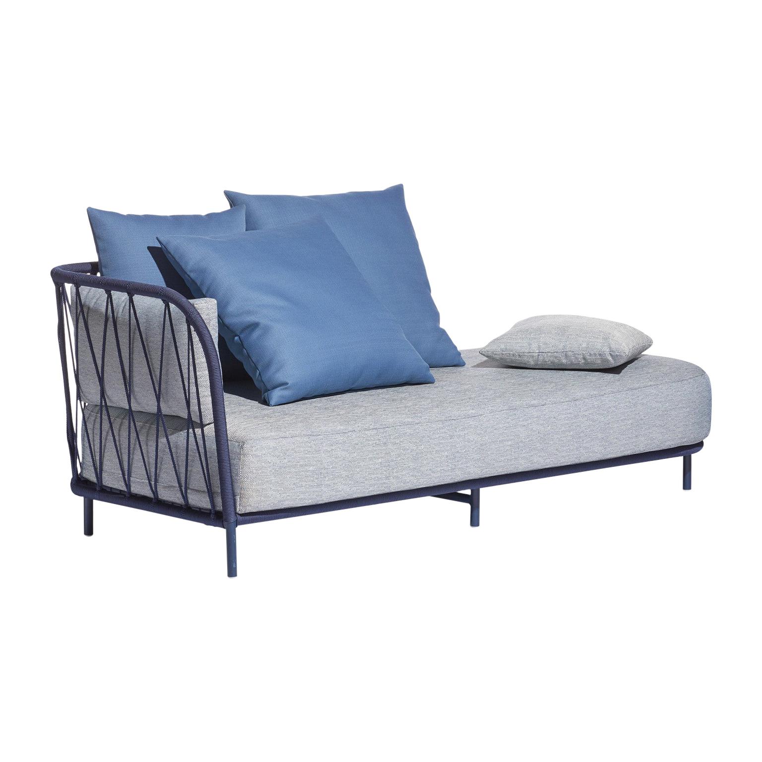 Contemporary Outdoor Chaise, Aluminum with Nautical Rope Pattern Bask For Sale