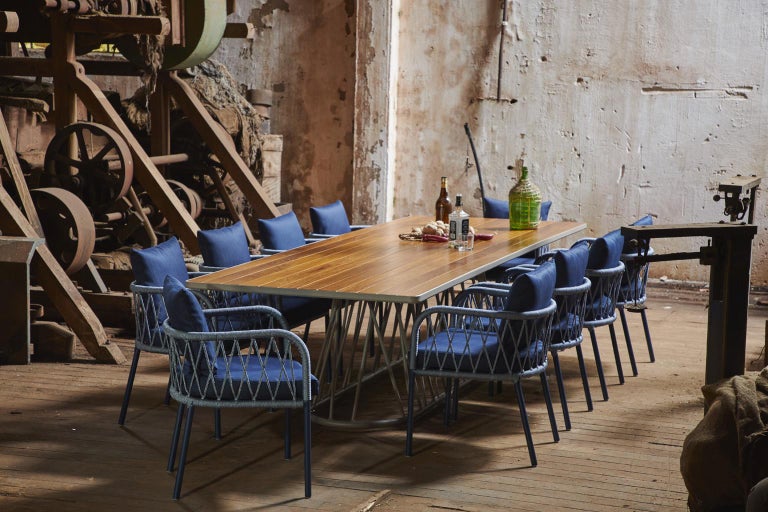 Bask Brazilian Contemporary Outdoor Metal And Wood Dining Table By Lattoog For Sale At 1stdibs