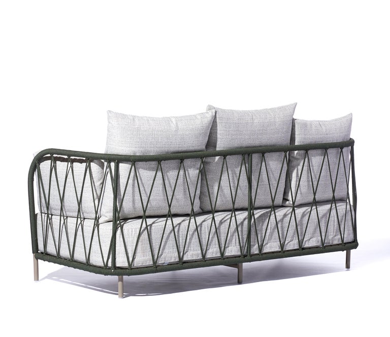 Bask Brazilian Contemporary Outdoor Metal Sofa by Lattoog For Sale at